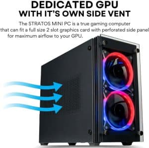 Stratos Mini ITX - Premium Gaming Case - 4x Halo RGB Fans - Fits full size GPUs (Gamemax/OEM)