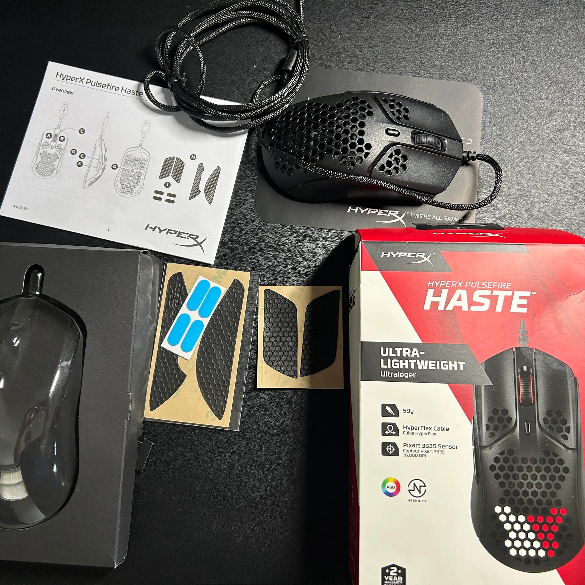HyperX Pulsefire Haste – Ultra-Lightweight, 59g, Honeycomb Shell, Hex Design, USB Cable, 16000 DPI