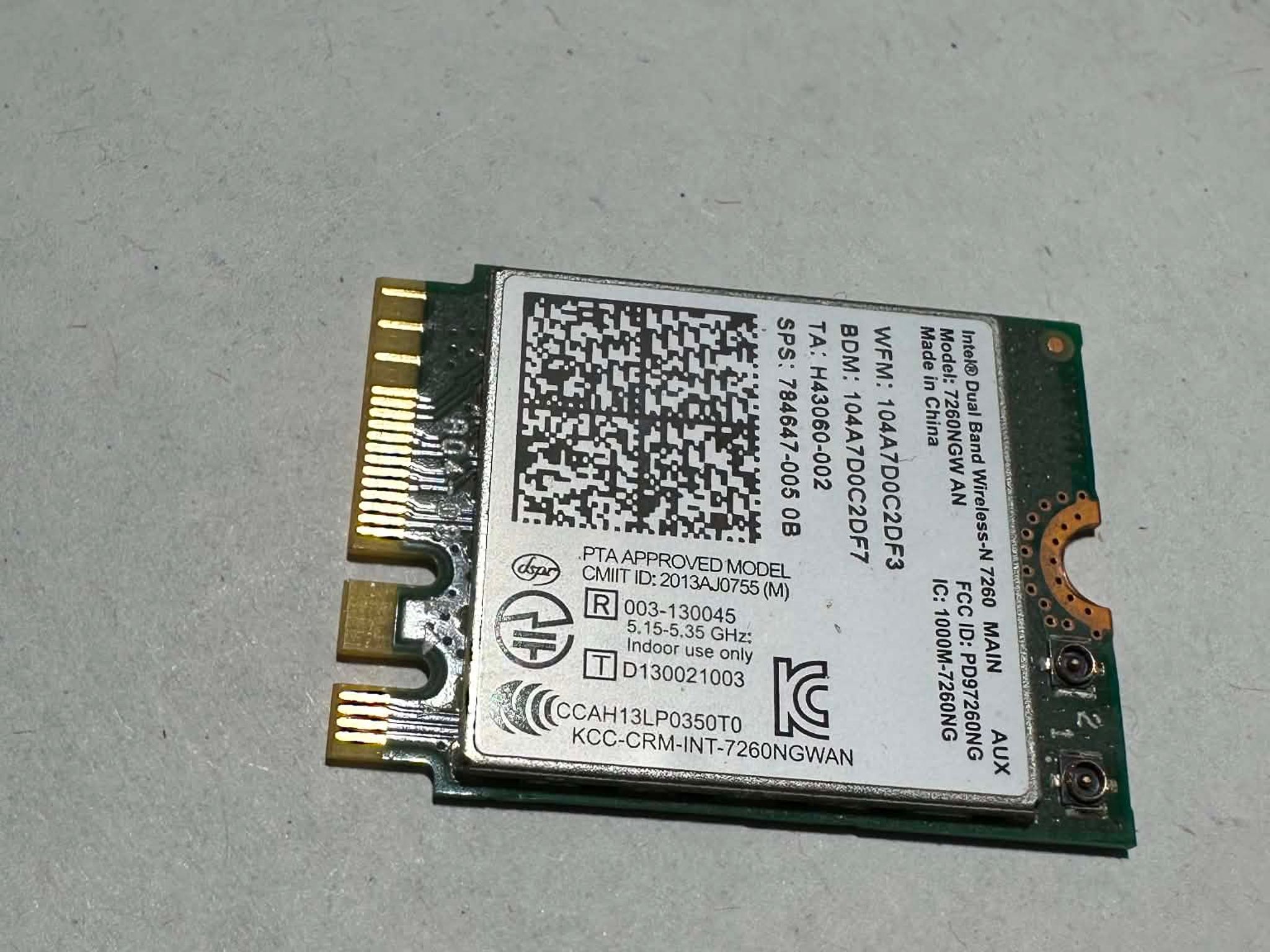 Intel Dual Band Wireless-N 7260 WiFi + Bluetooth M.2 Card