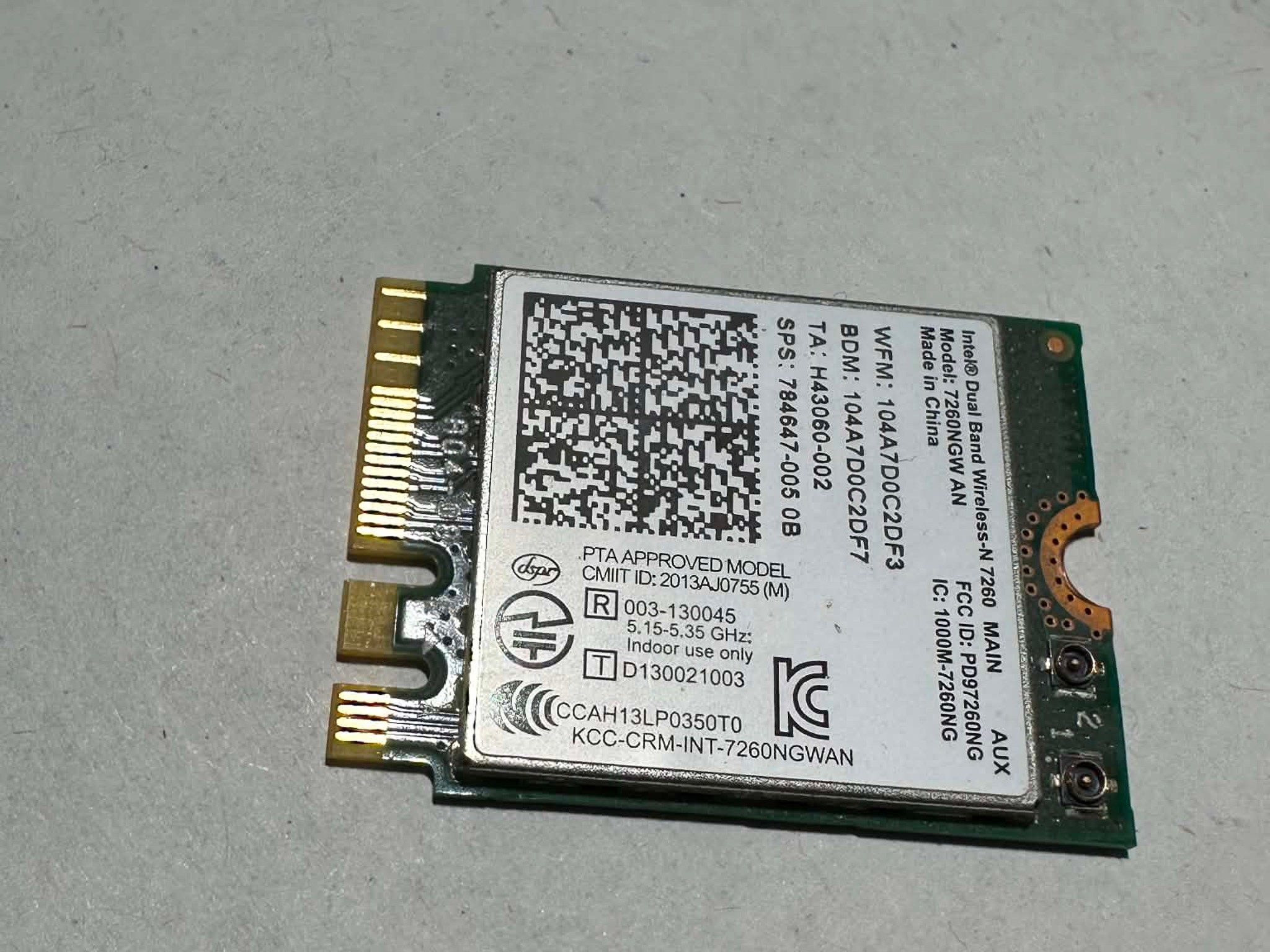 Intel Dual Band Wireless-N 7260 WiFi + Bluetooth M.2 Card
