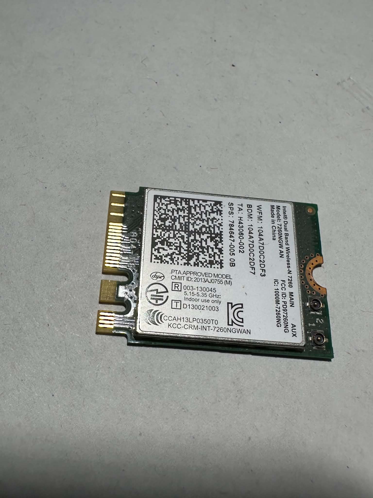Intel Dual Band Wireless-N 7260 WiFi + Bluetooth M.2 Card