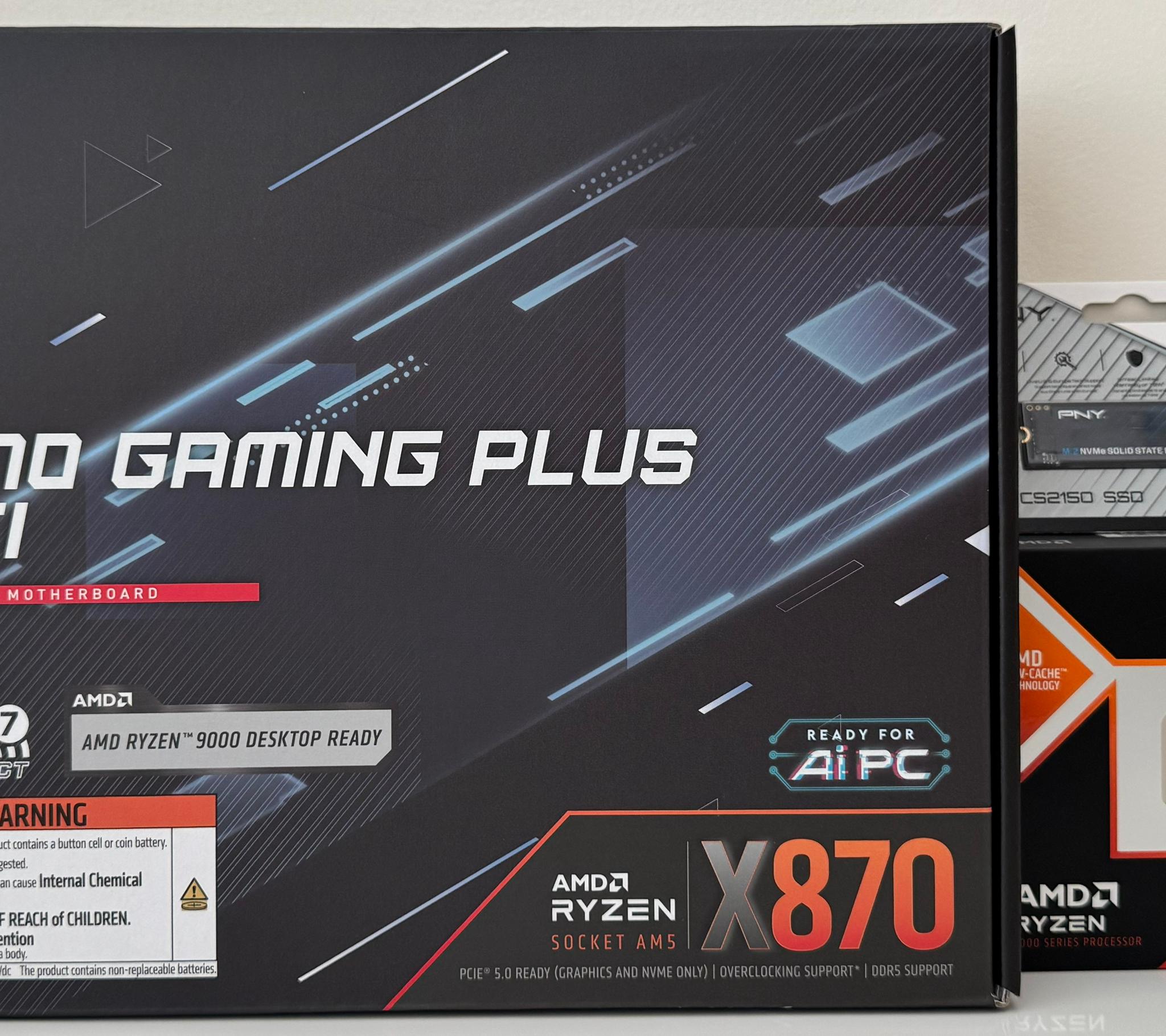AMD Ryzen 7 9850X3D CPU + MSI X870 GAMING PLUS WIFI AM5 ATX Motherboard + PNY Gen5 1TB SSD Combo