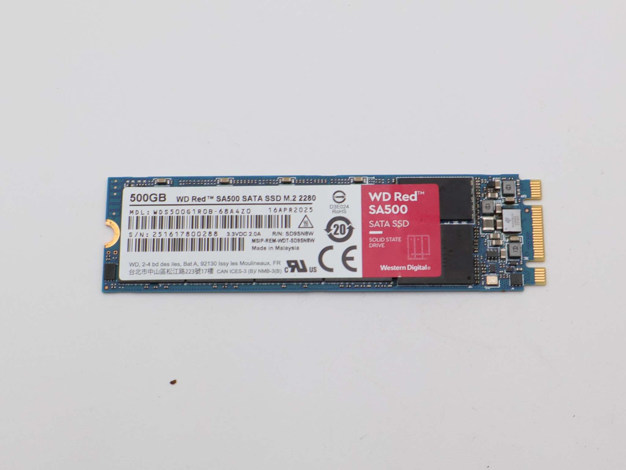 WD Red SA500 500GB M.2 2280 SATA NAS SSD - 560MB/s - Warranty Until August 2030 - Like New