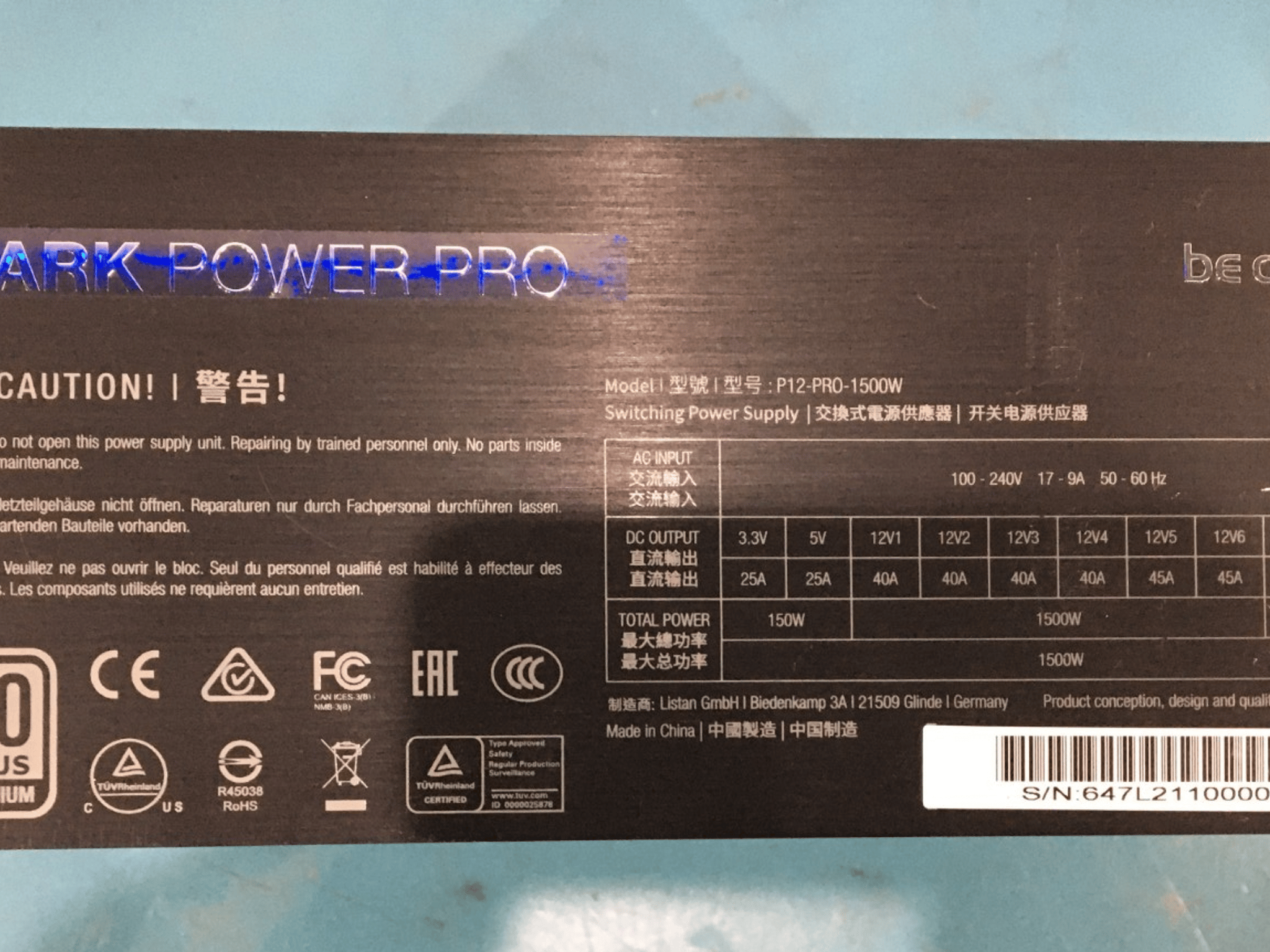 be quiet! Dark Power Pro 12 1500W 80+ Titanium Modular ATX PSU Used - Read