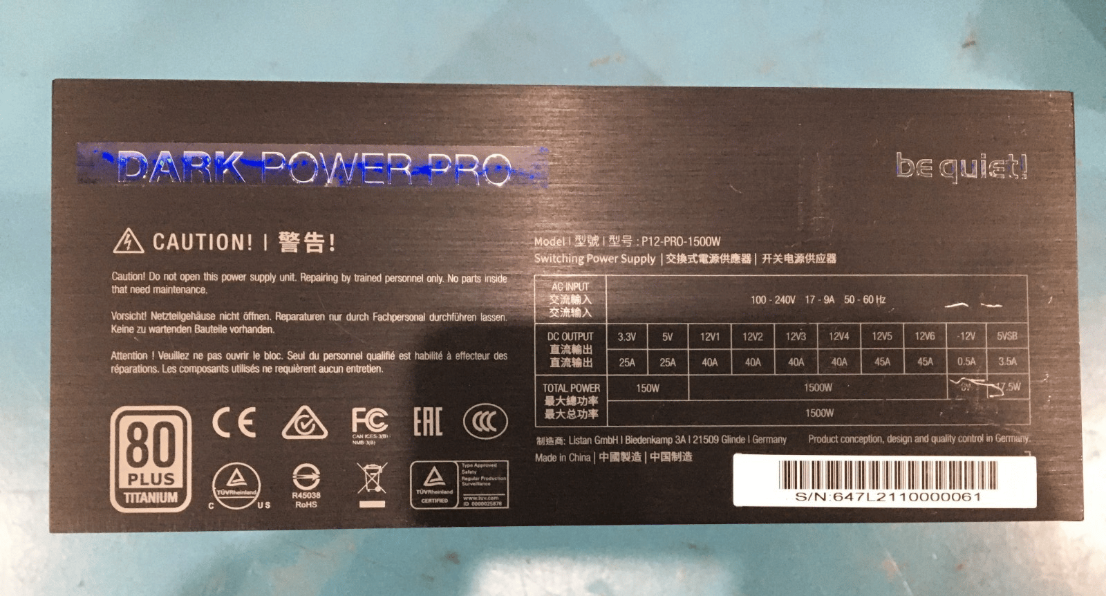 be quiet! Dark Power Pro 12 1500W 80+ Titanium Modular ATX PSU Used - Read