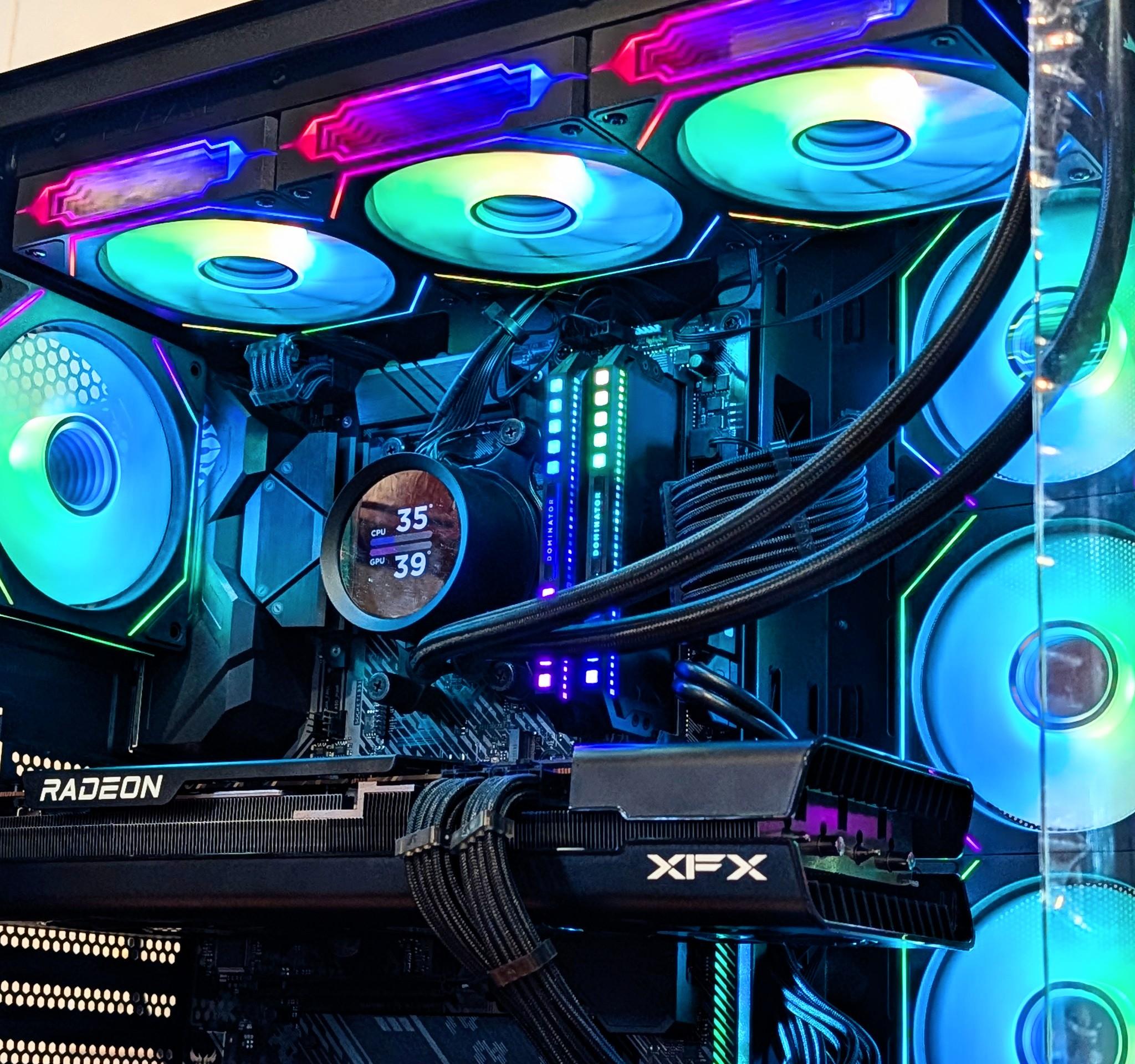 🌈 Ryzen 5 5600XT + RX 7700 XT Gaming PC | 1440p Gaming | Premium RGB Build w/ LCD Liquid Cooler