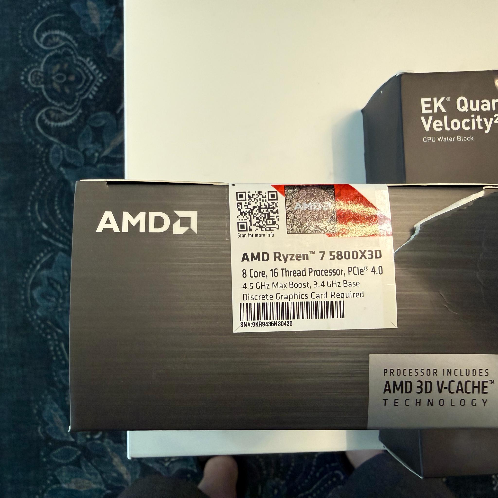 NIB | AMD Ryzen 7 5800x3D | 8 Core, 16 Thread | 4.5Ghz Boost, 3.4 GHz Base w/ EKWB Water Block