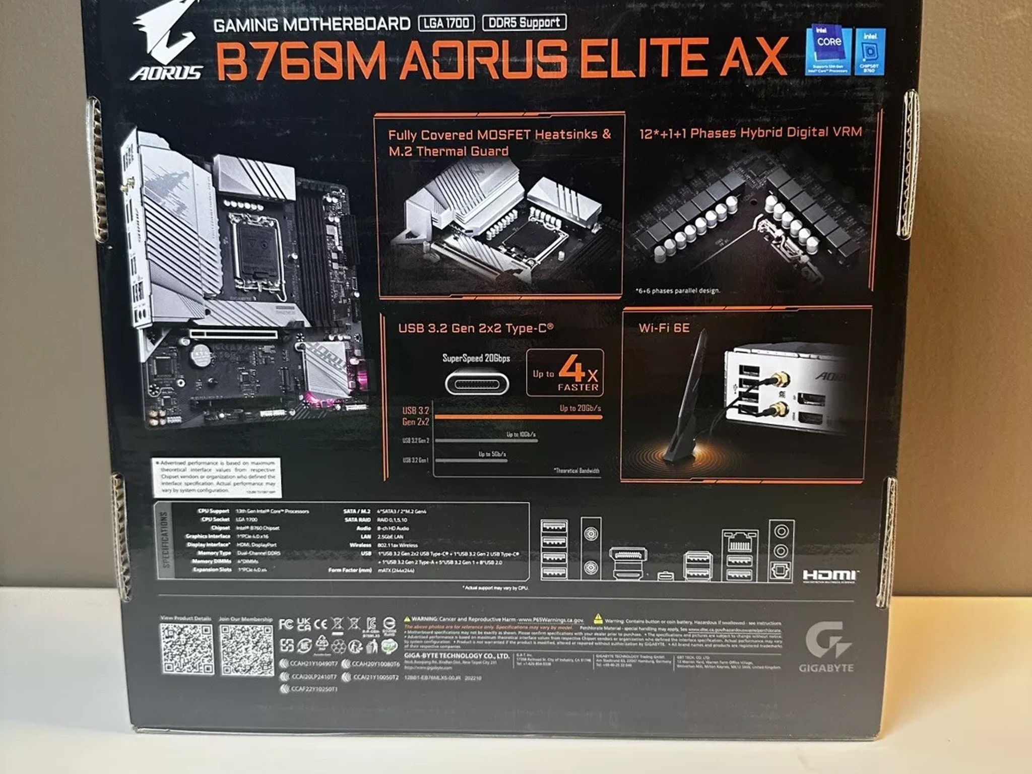 Gigabyte B760M Aorus Elite AX DDR5 Intel Socket LGA 1700 Motherboard BRAND NEW