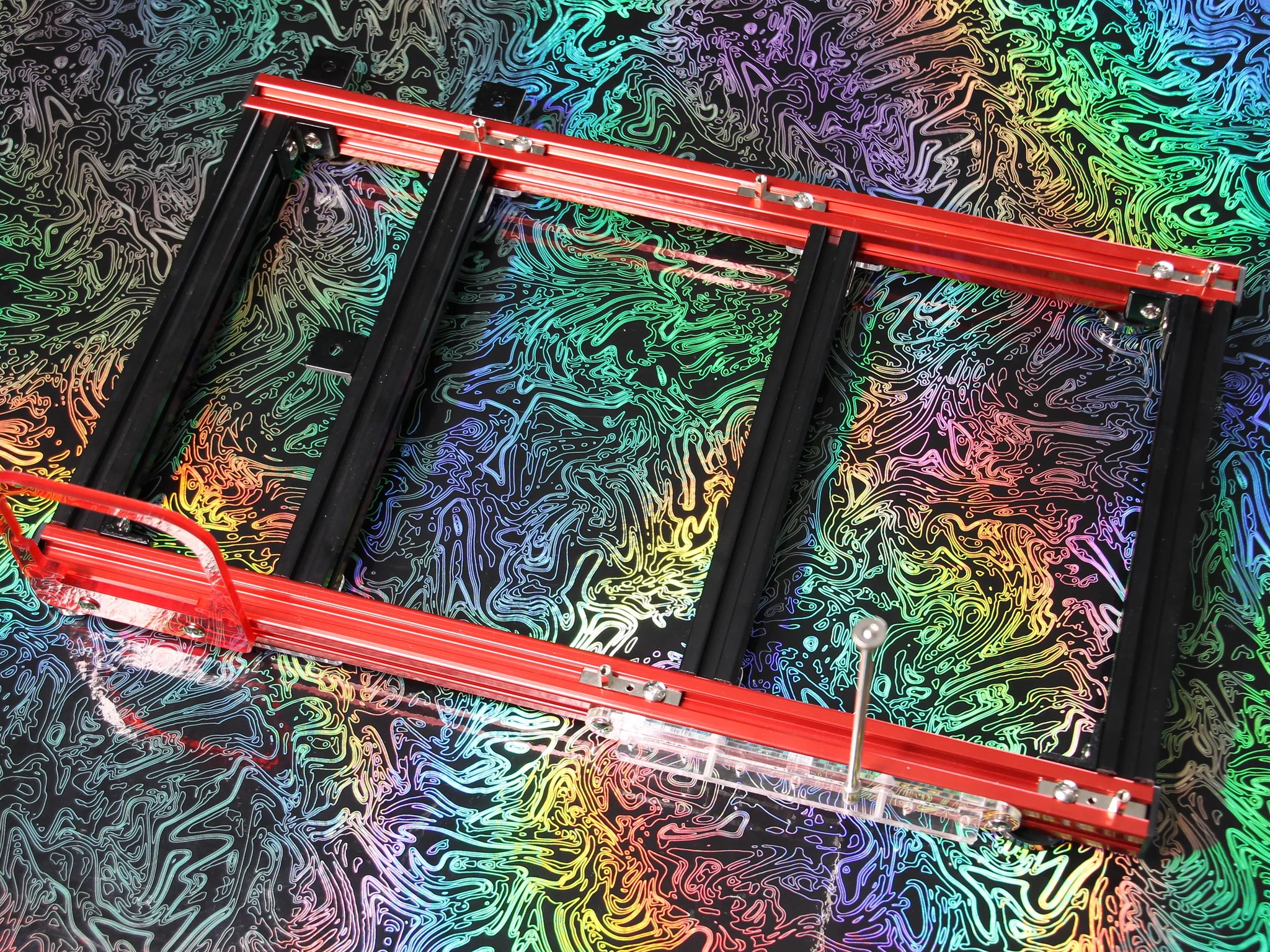 Open-Air Aluminum Test Bench (Black / Red)