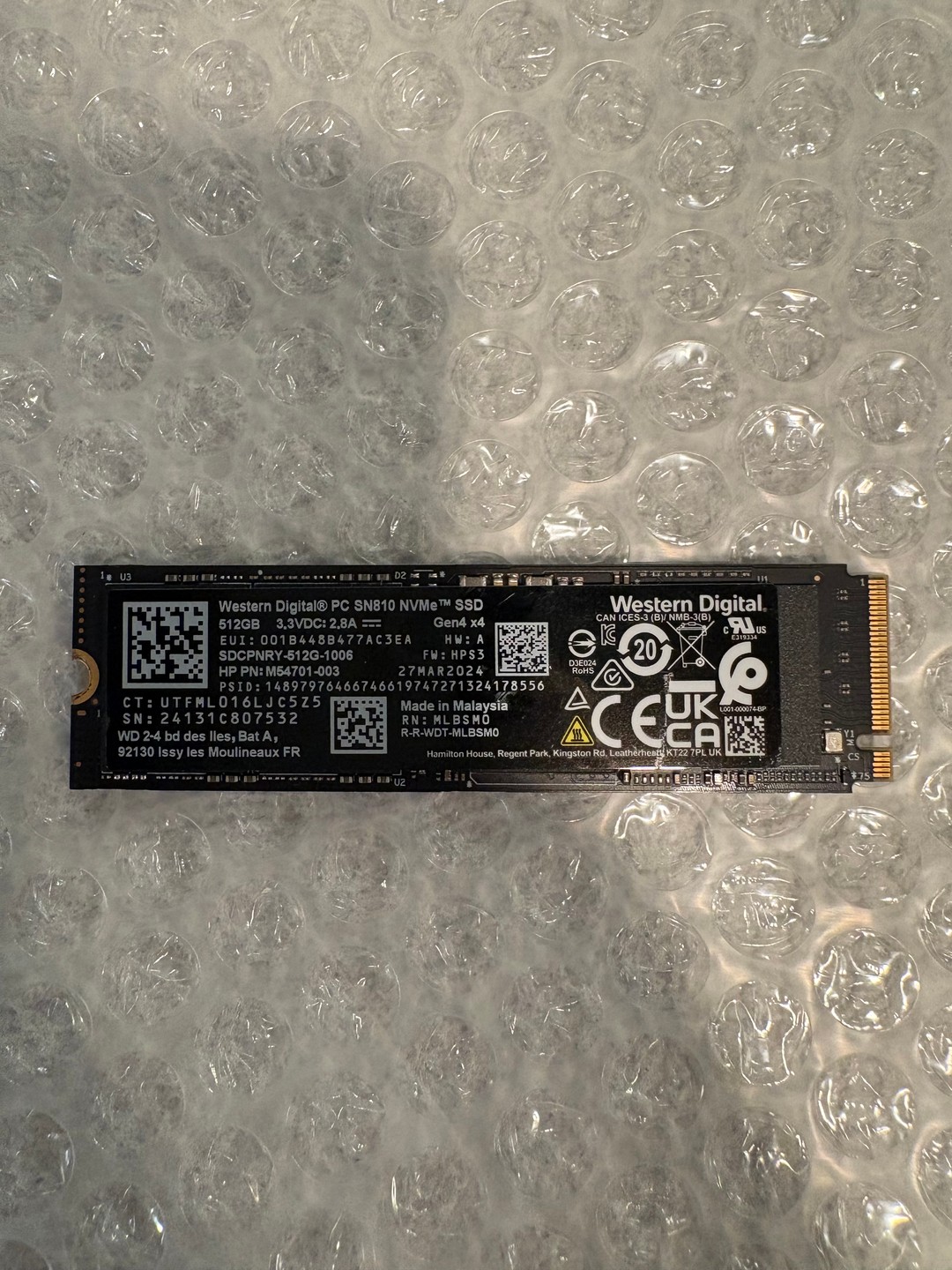 WD PC SN810 512GBNVME SSD (22x80MM) PCIE Gen4.0x4 | Jawa
