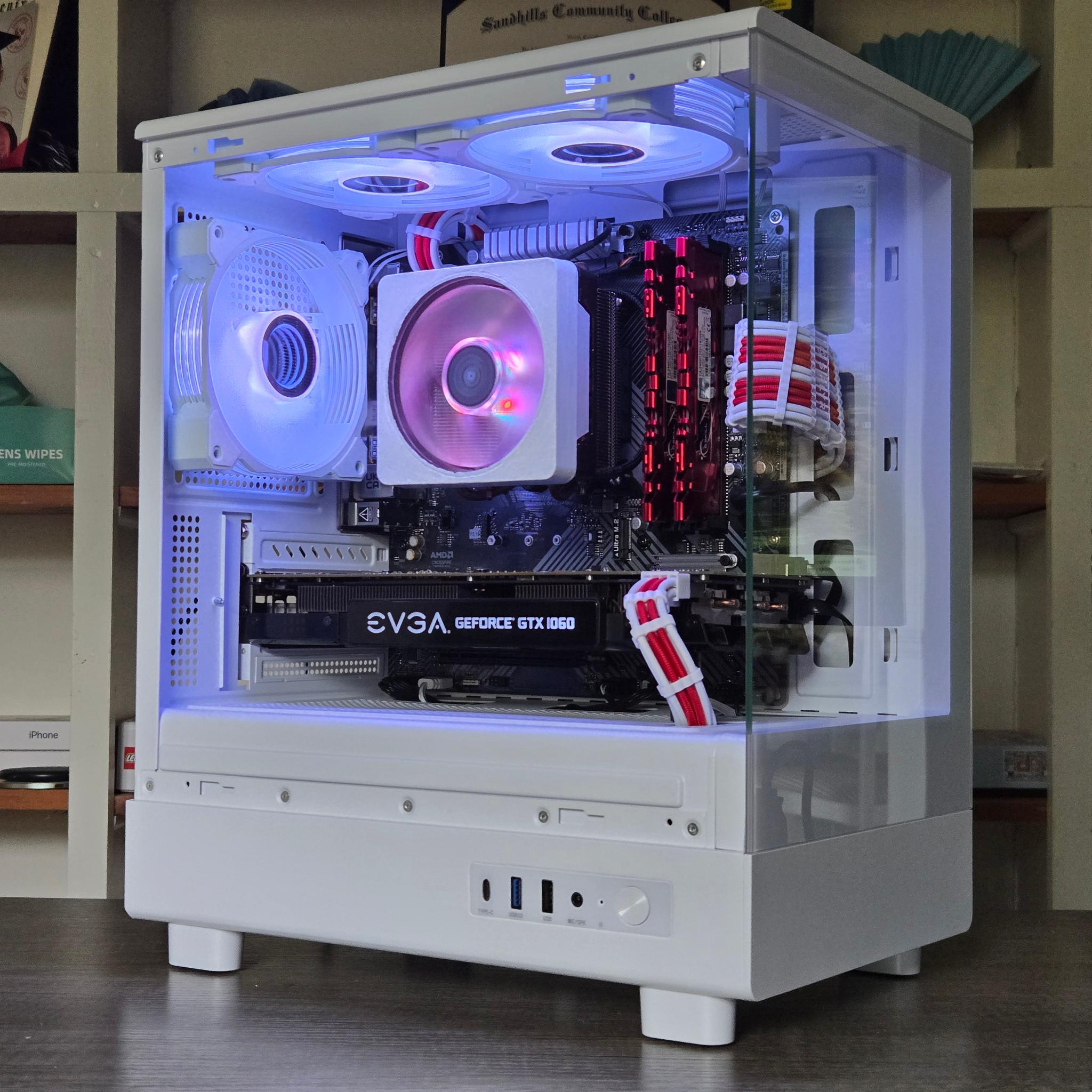 🟥⬜Red + White Gaming PC⬜🟥 GTX 1060 6GB | Ryzen 5 2600 | 16GB | 1TB | Wi-Fi + BT | ARGB