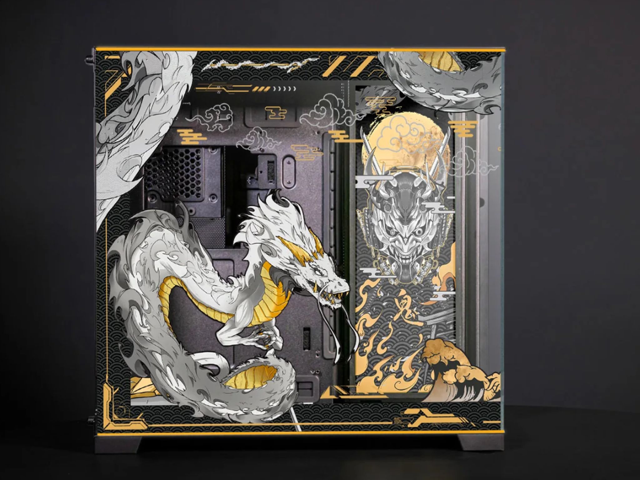 Golden Dragon Lian Li O11D Evo RGB Black Gold Anime PC Computer Case