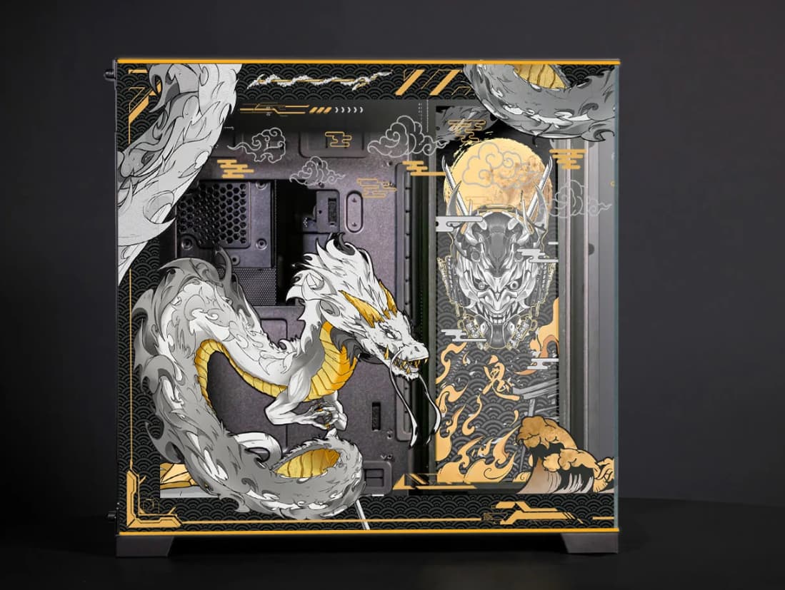Golden Dragon Lian Li O11D Evo RGB Black Gold Anime PC Computer Case