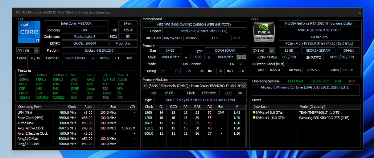 Custom gaming PC - 11700K | RTX 3080 Ti | 64GB DDR4-3600 | 3TB NVMe | full custom cooling