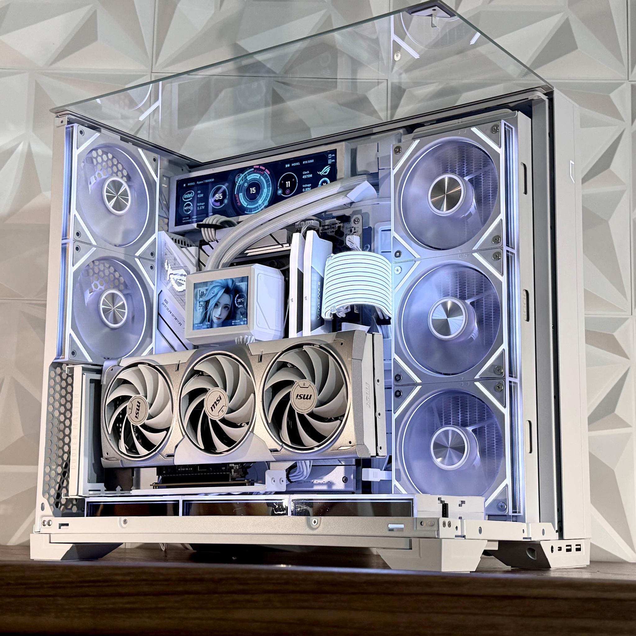 🤍❄️  RTX 5080 | R7 9800X3D | 32GB DDR5 | 2TB | Dual LCD | W11 Pro “FROST MIRAGE” PC |❄️🤍