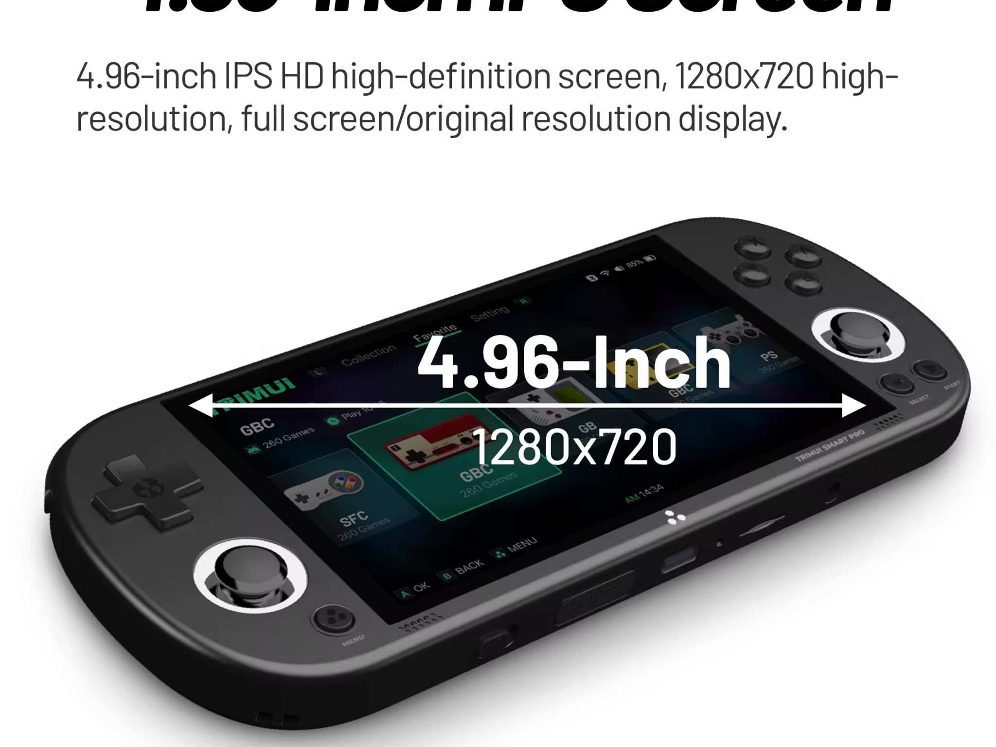 Trimui Smart Pro Retro Video Game Console Handheld Game 4.96''IPS Screen w/ 64GB SD CARD