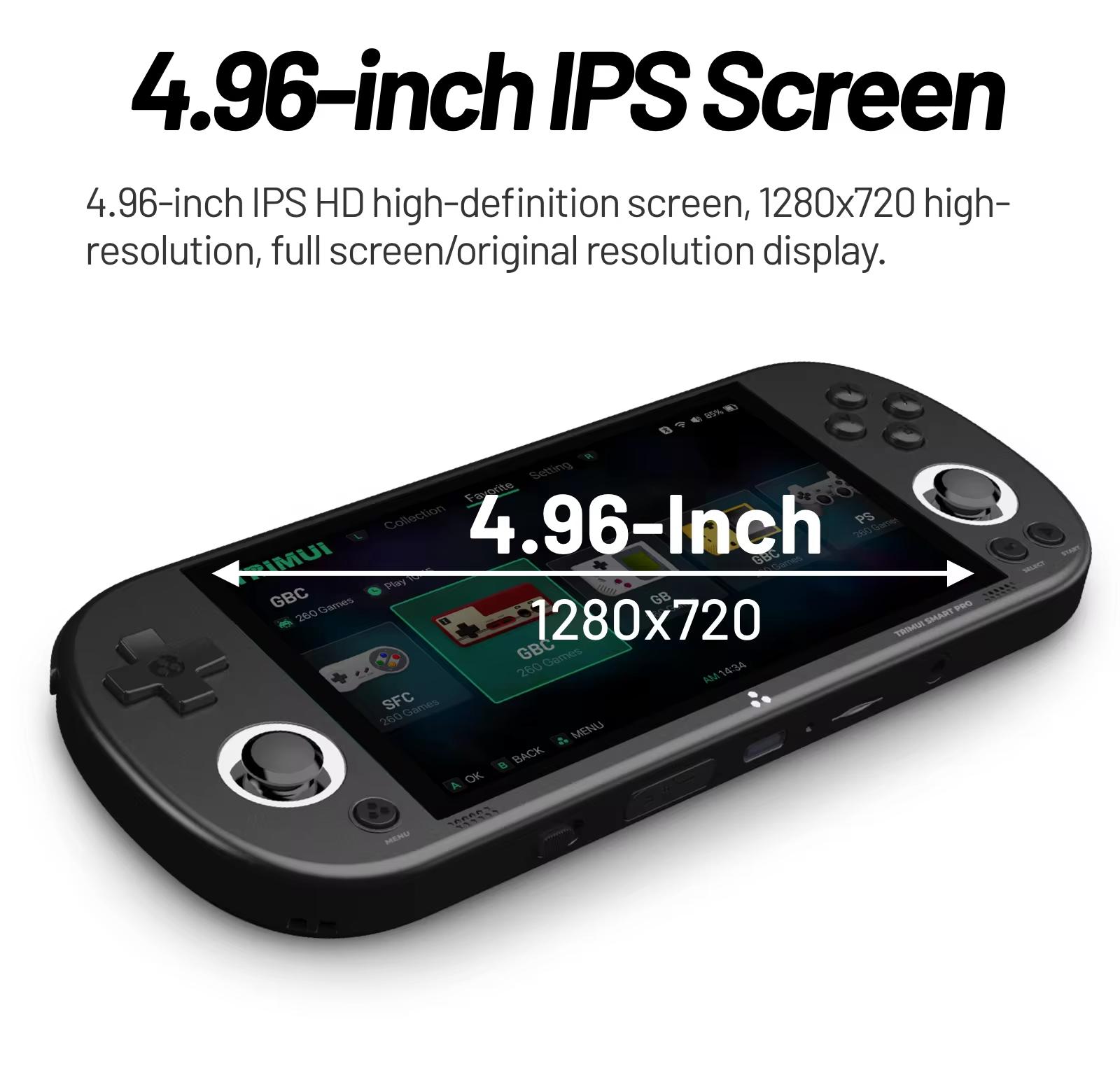Trimui Smart Pro Retro Video Game Console Handheld Game 4.96''IPS Screen w/ 64GB SD CARD