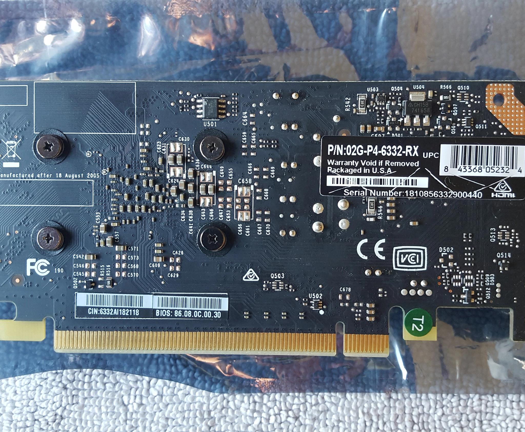 EVGA Geforce GT 1030 2GB GDDR5 - low profile & full height brackets included, used - like new