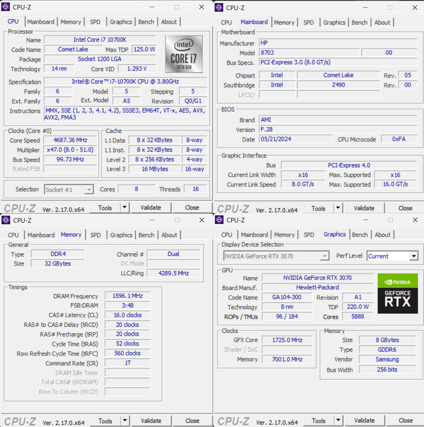 HP OMEN PC - RTX 3070, i7-10700K, 32GB RAM, 1TB NVMe