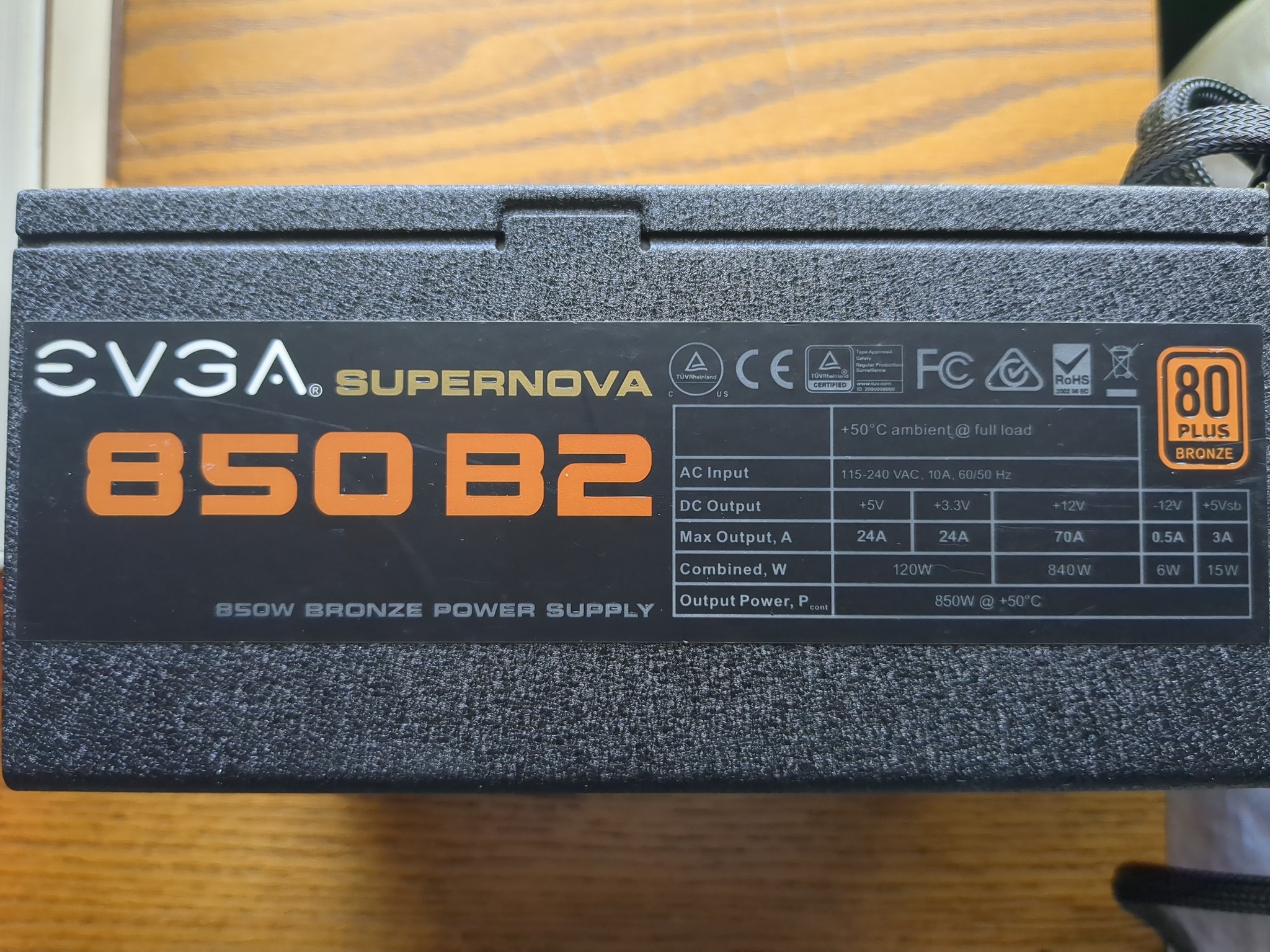 EVGA SuperNOVA 850 B2 80+ Bronze power supply