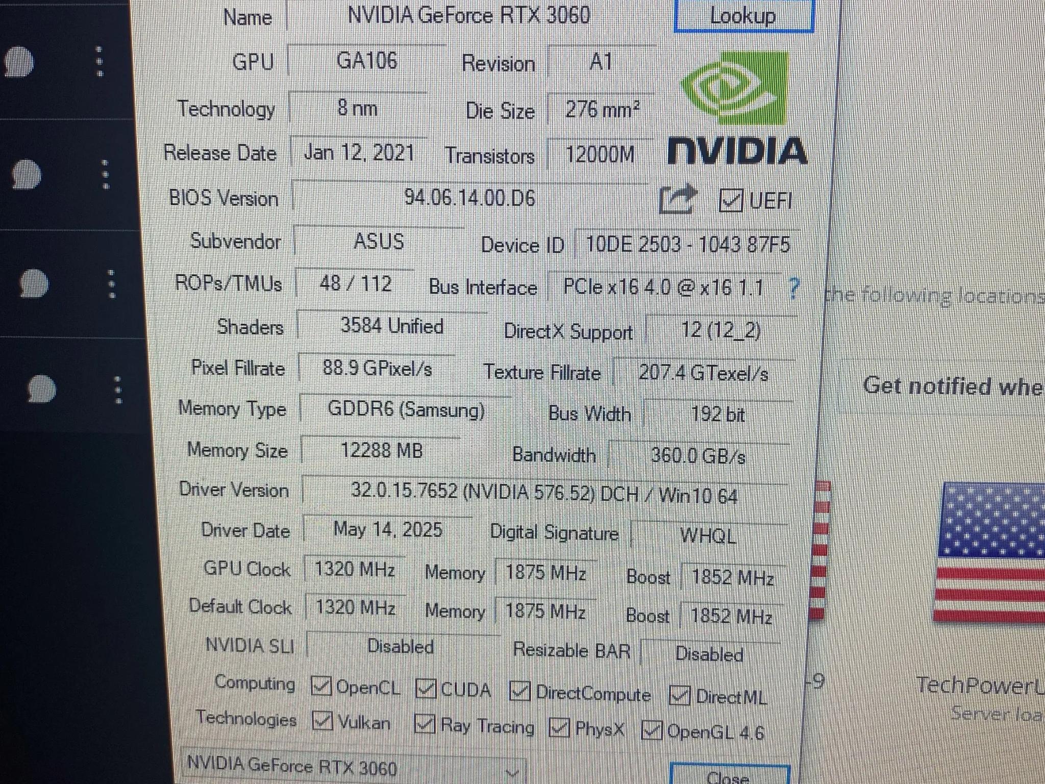 3060 asus tufff gaming 12gb oc