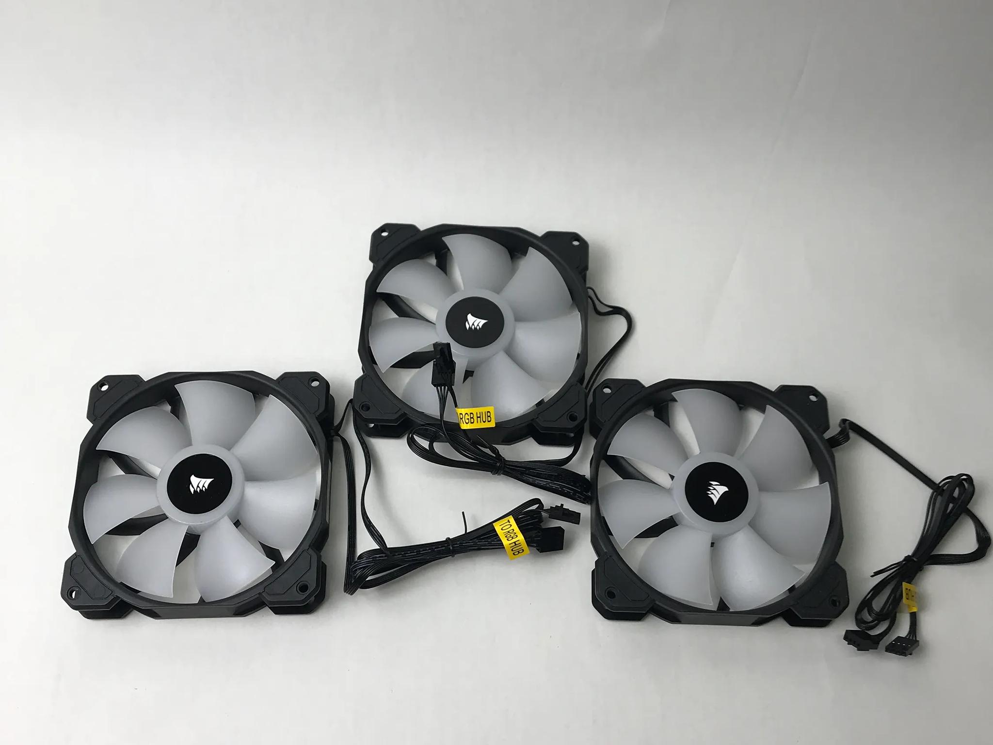 3 pack CORSAIR - iCUE SP120 RGB ELITE 120mm PWM Computer Case Fan with controller