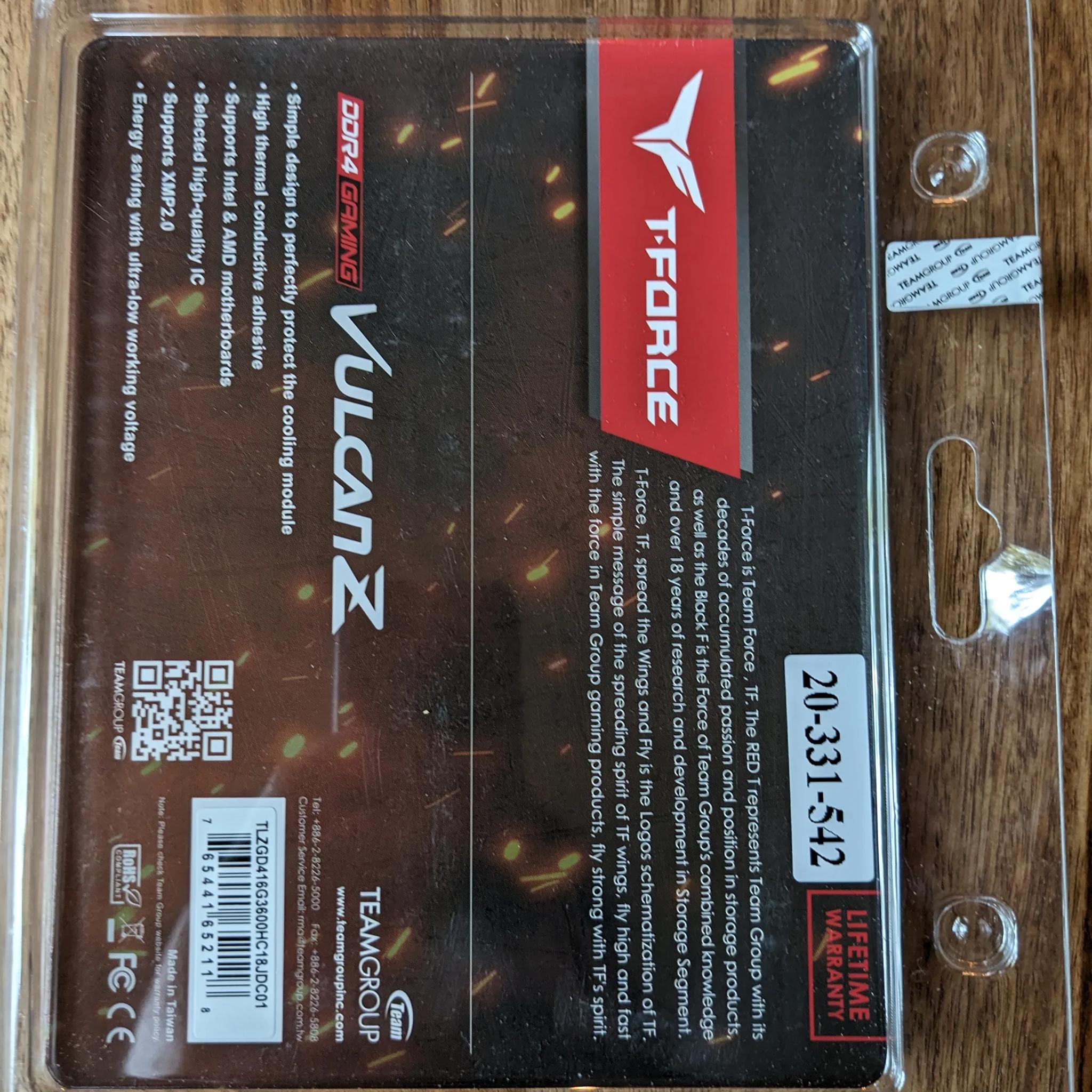 Brand New in Box DDR4 3600 CL18 16GB Kit (2x8GB) from Teamgroup