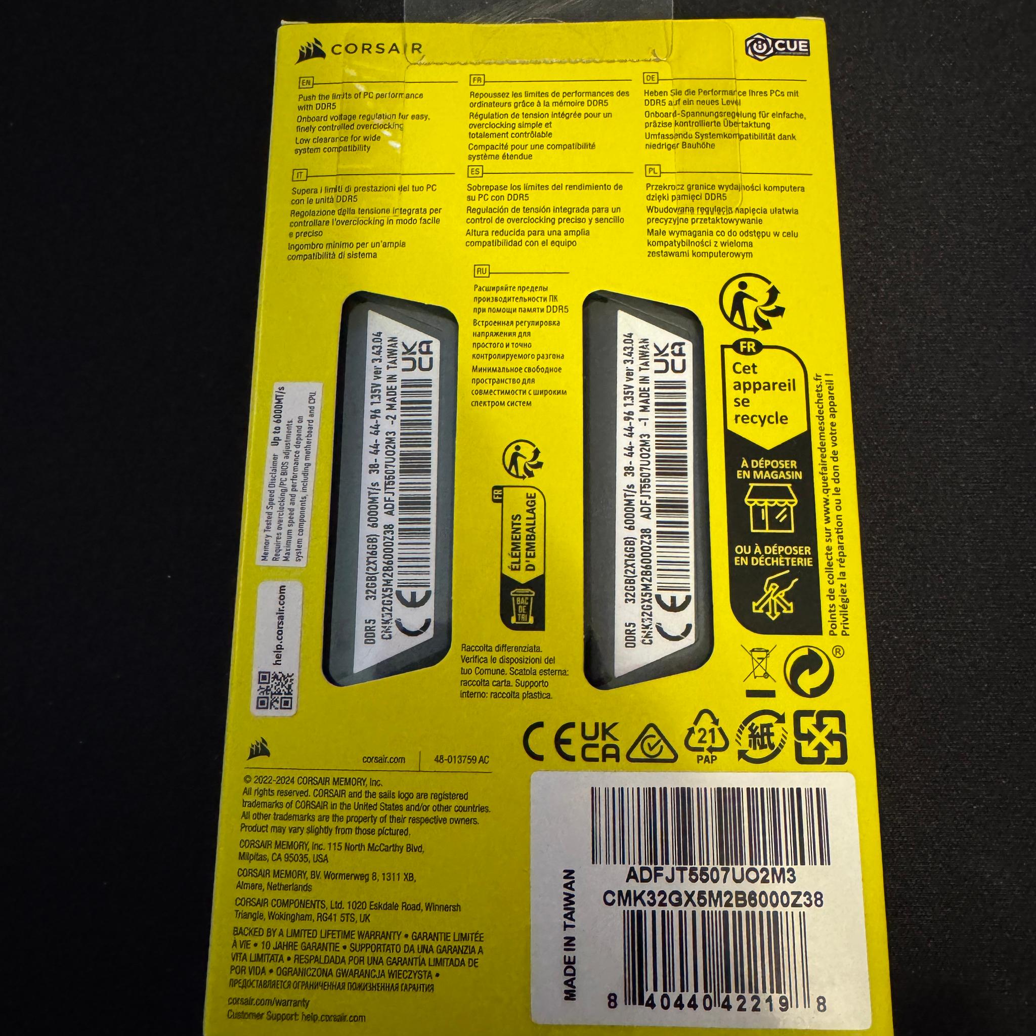 BNIB Corsair Vengeance 32GB (2 X 16GB) DDR5 6000