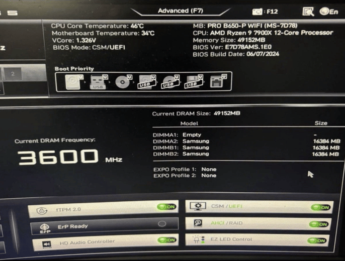 Samsung 32GB RAM (2x16GB) DDR5-5600 M323R2GA3DB0  TESTED