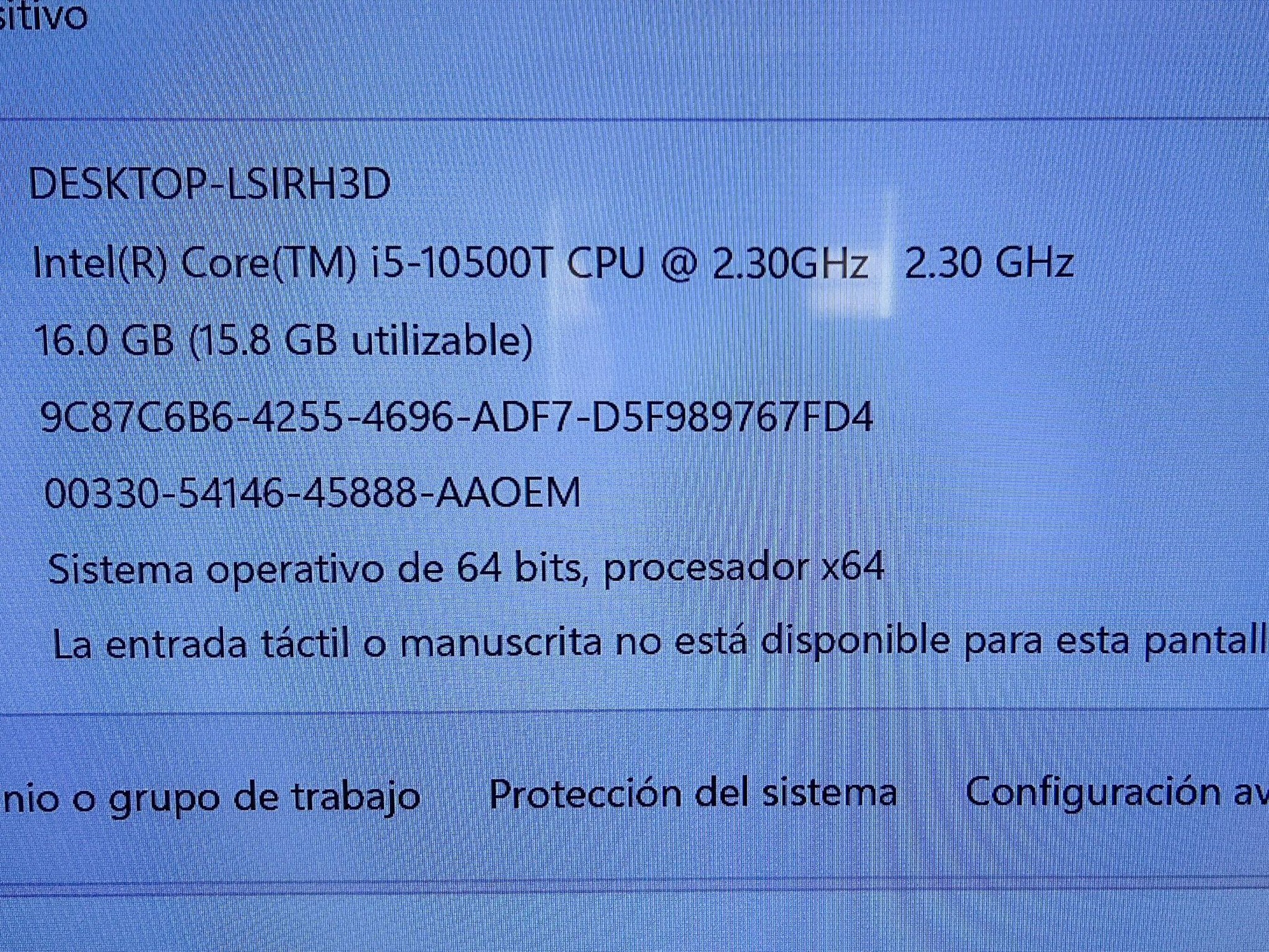 Mini PC HP Elitedesk Intel(R) Core(TM) i5-10500T CPU @ 2.30GHz 2.30 GHz
