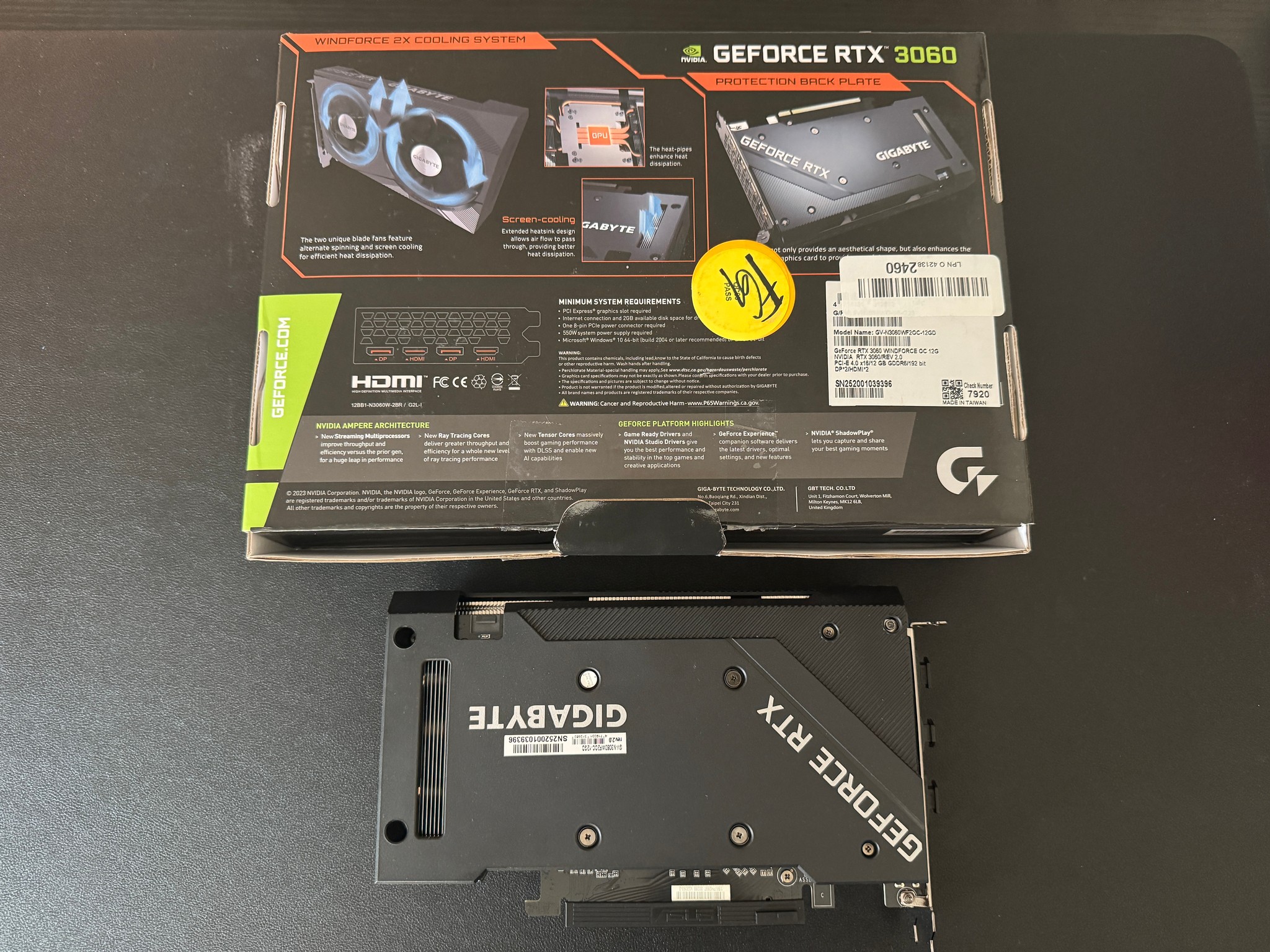 GIGABYTE WINDFORCE OC Rev 2.0 GeForce RTX 3060 12GB