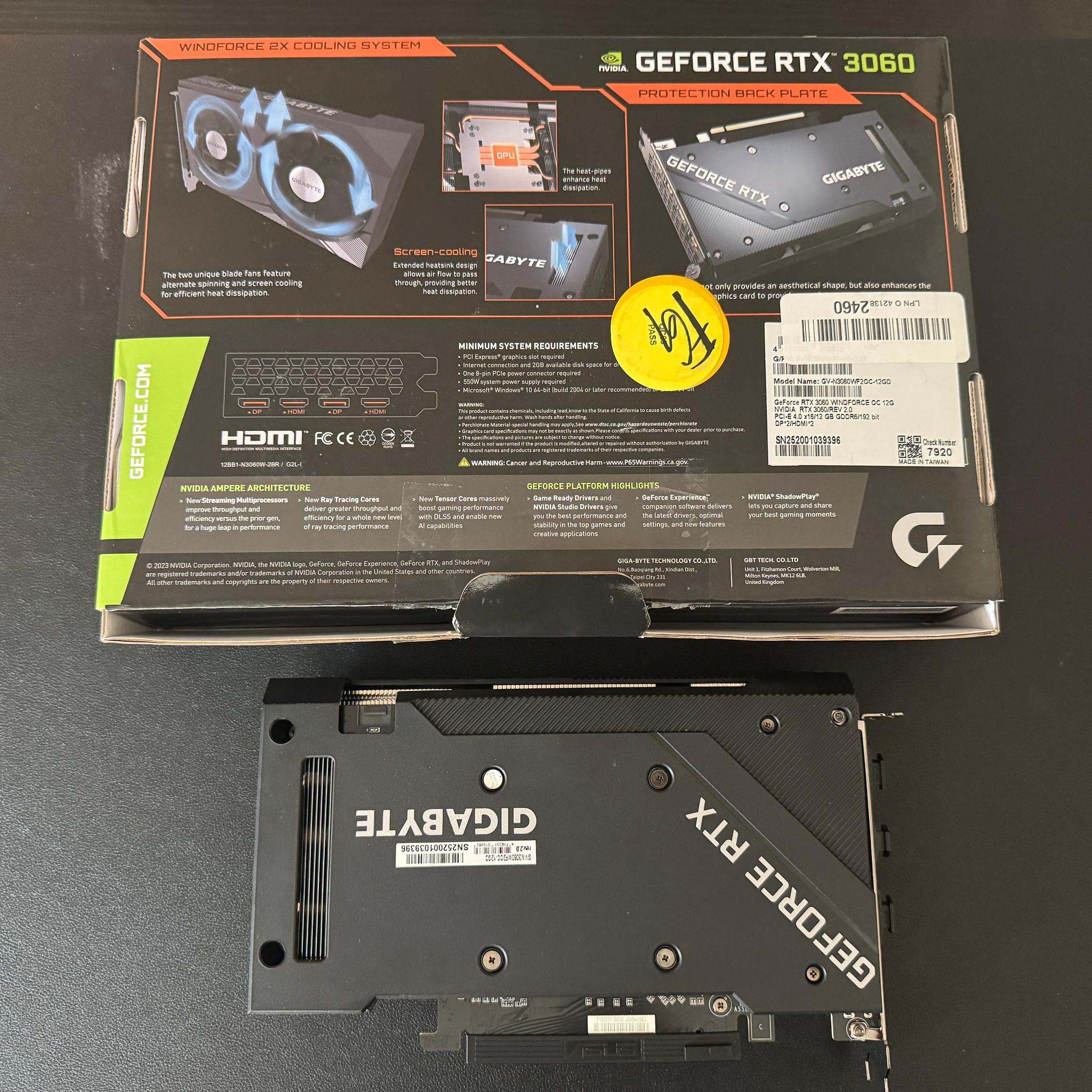 GIGABYTE WINDFORCE OC Rev 2.0 GeForce RTX 3060 12GB