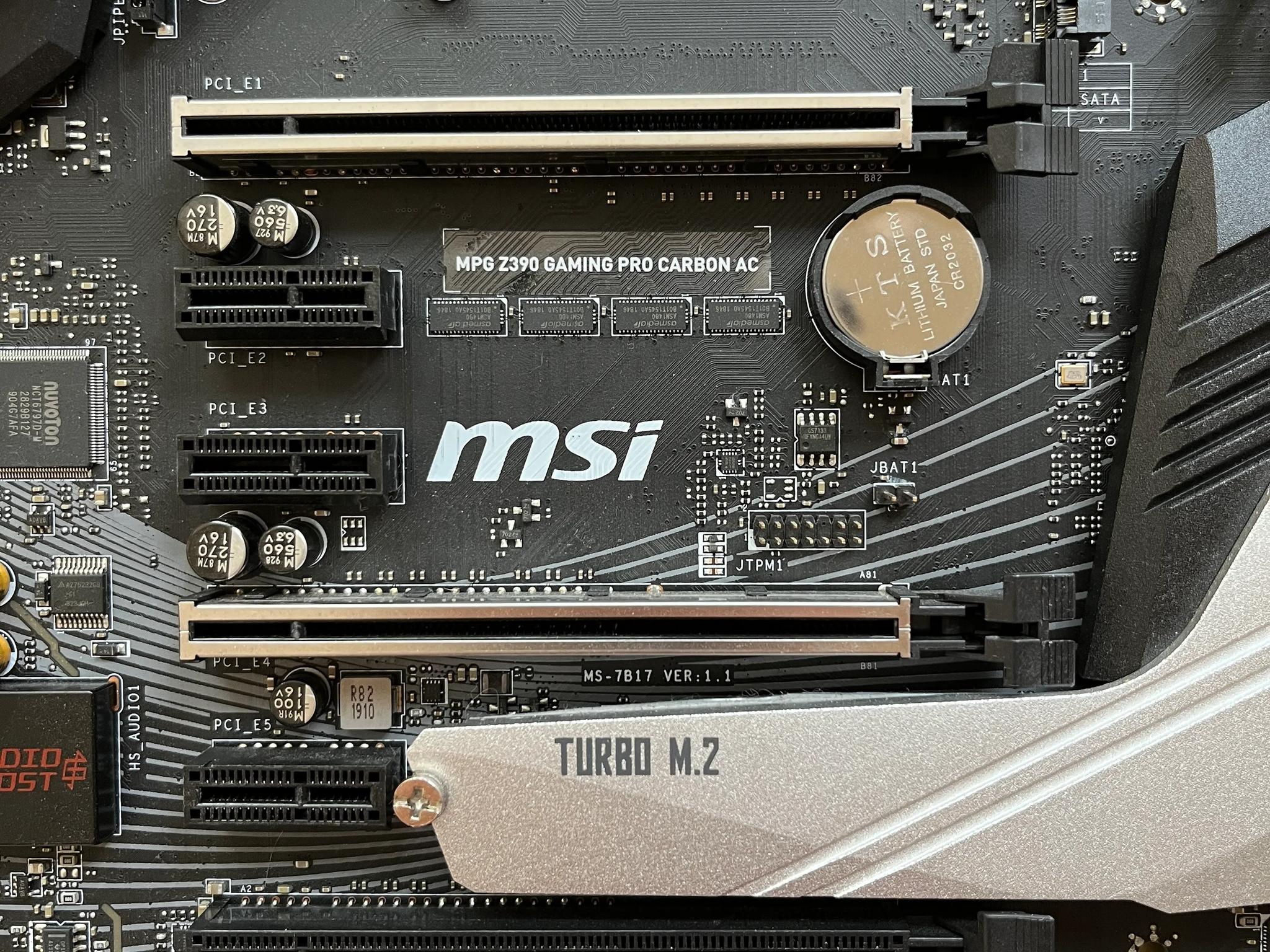 MSI MPG Z390 GAMING PRO CARBON motherboard w/ i3-9100F CPU