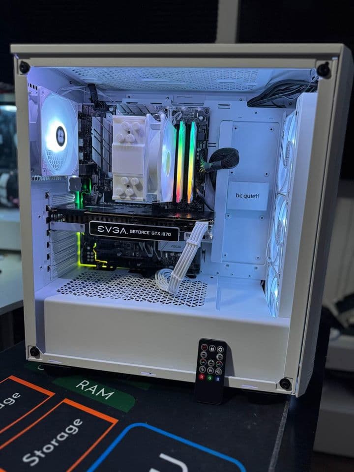 All white RGB Gaming PC - Ryzen 5 2600X - GTX 1070 - 32GB DDR4 - 512GB NvMe SSD