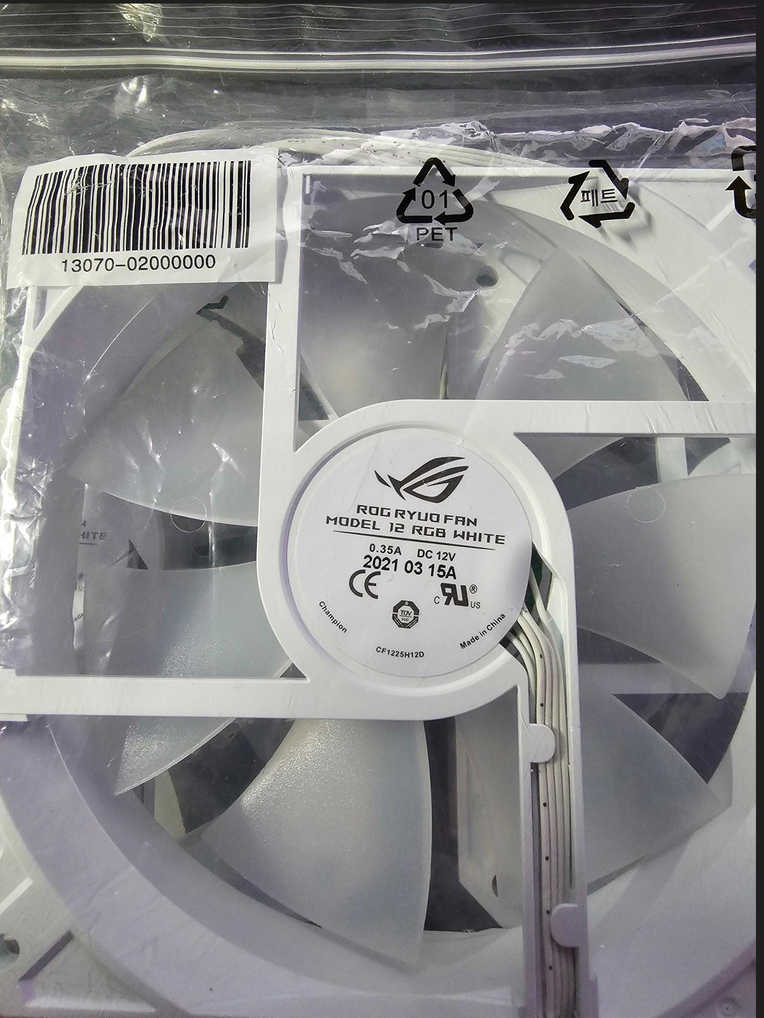 ASUS ROG RYUO Model 12 ARGB 120mm PC Case Fan White Set of 3x Fans