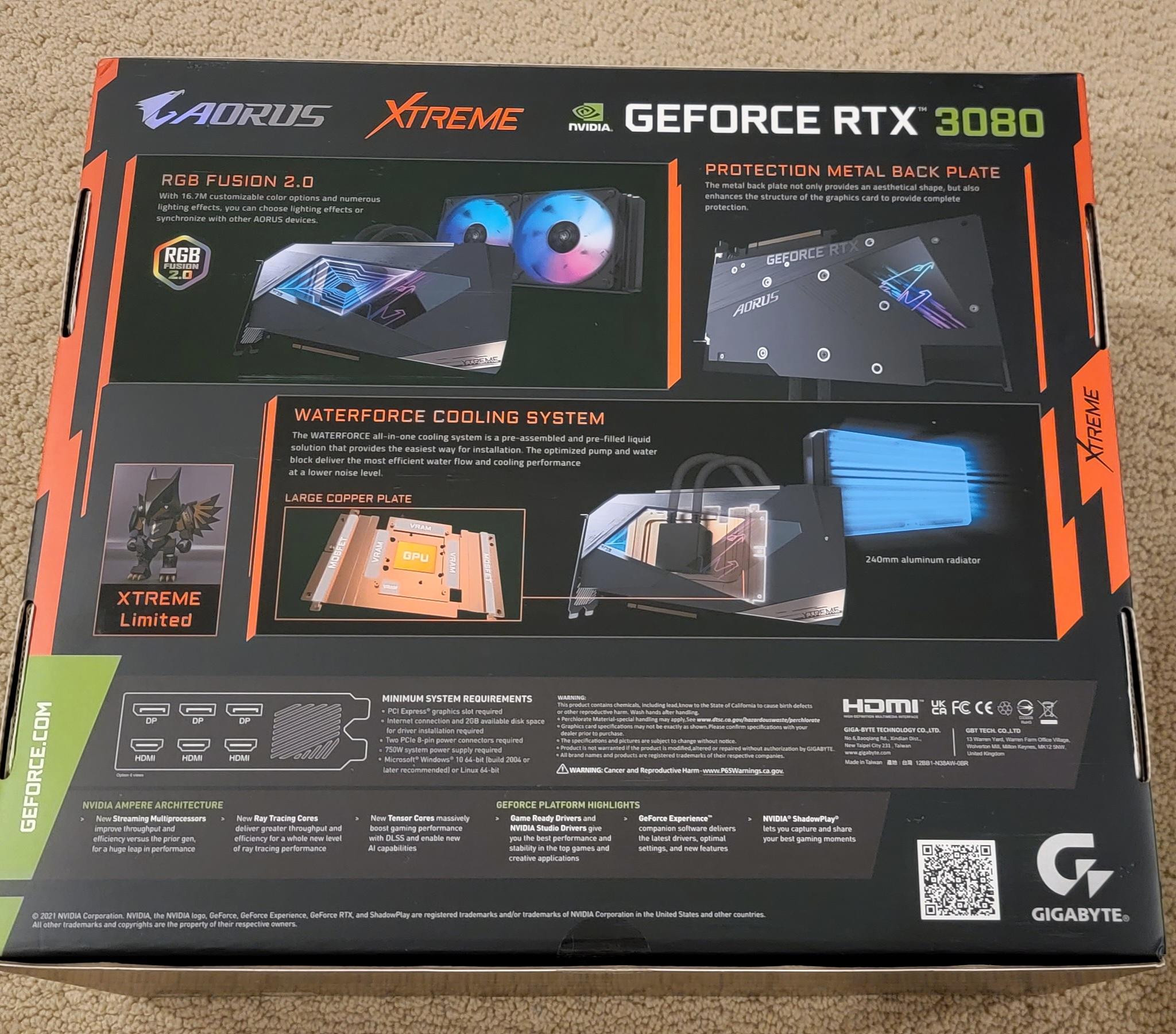 Gigabyte AORUS GeForce RTX 3080 Xtreme WATERFORCE 12G