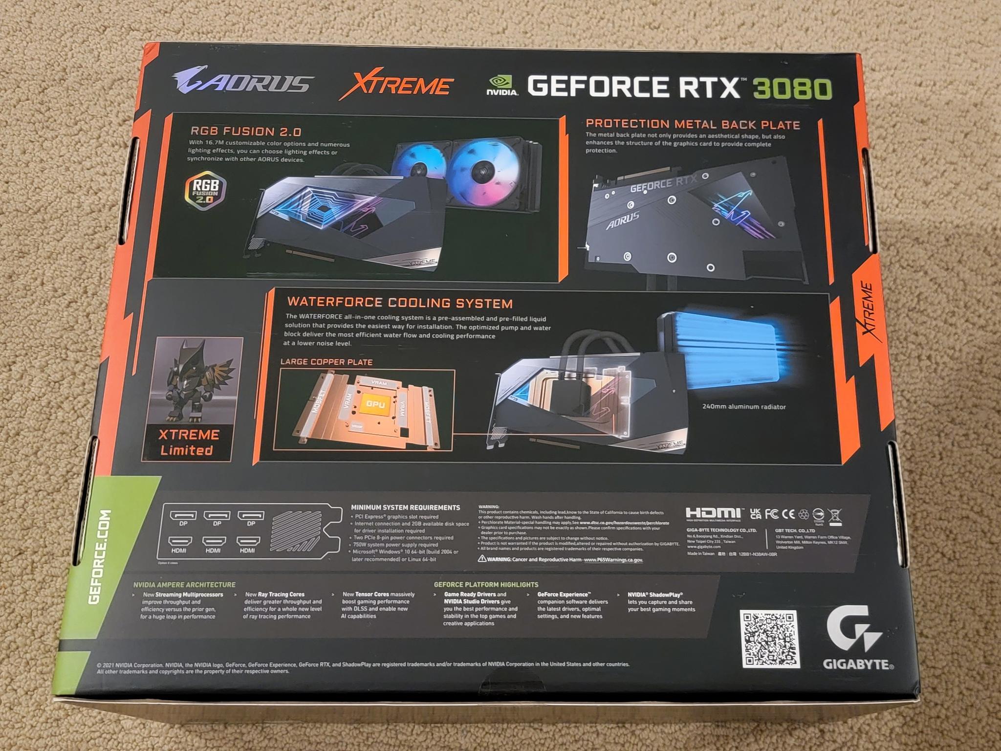 Gigabyte AORUS GeForce RTX 3080 Xtreme WATERFORCE 12G