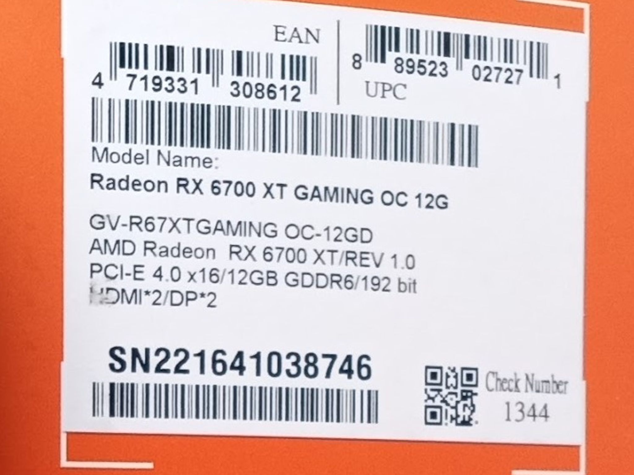 Gigabyte Radeon RX 6700 XT Gaming OC 12G Graphics Card