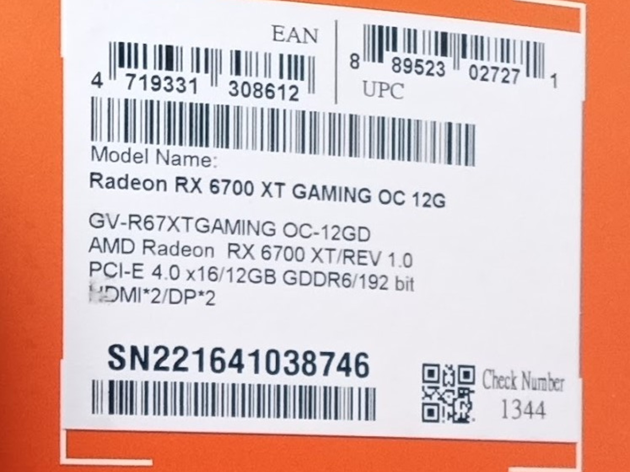 Gigabyte Radeon RX 6700 XT Gaming OC 12G Graphics Card