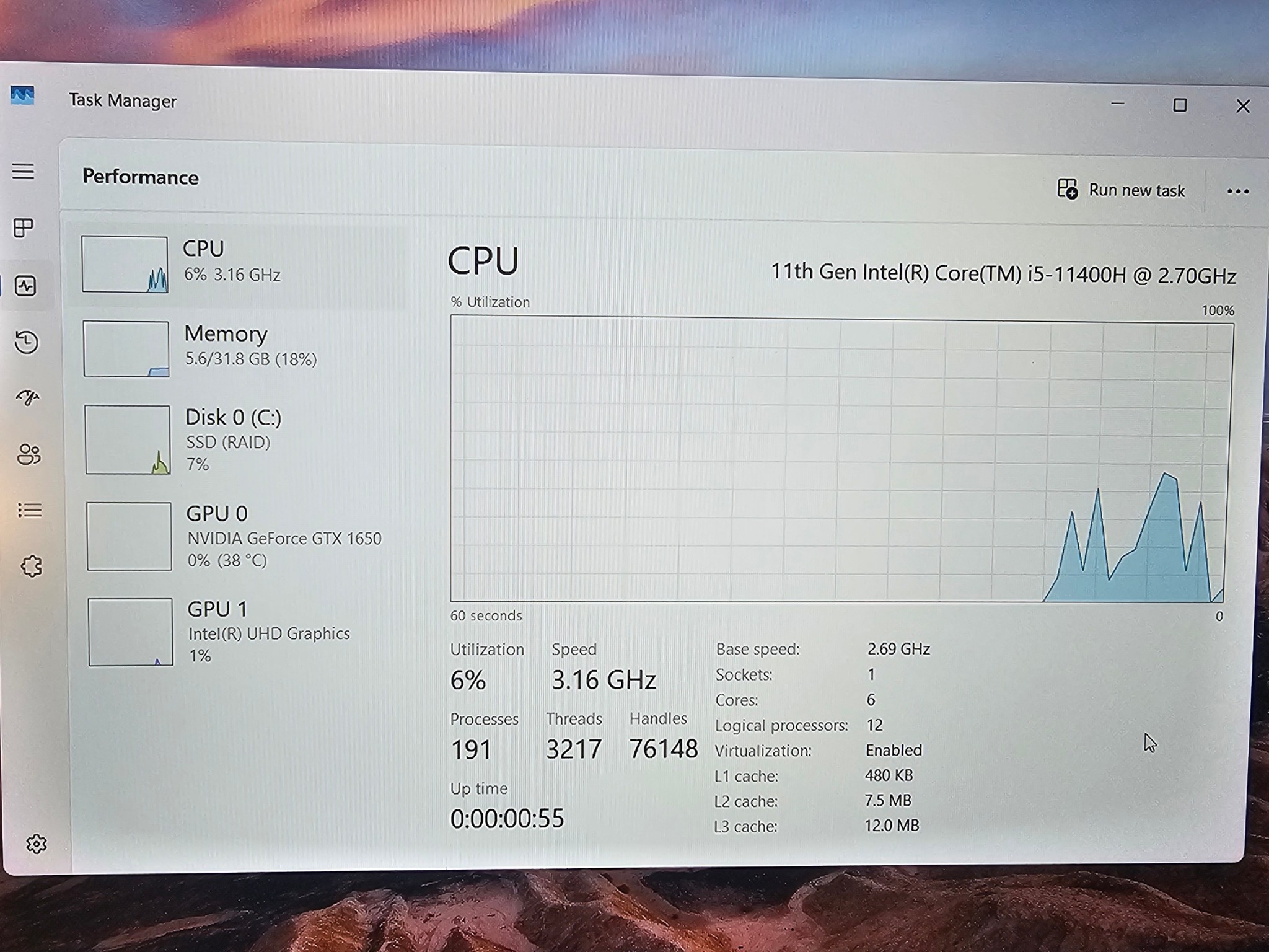 Acer Nitro 5, Core i5 11400H, GTX 1650, 32 gb ram, 1 tb SSD, 1920x1080 144 hz refresh display