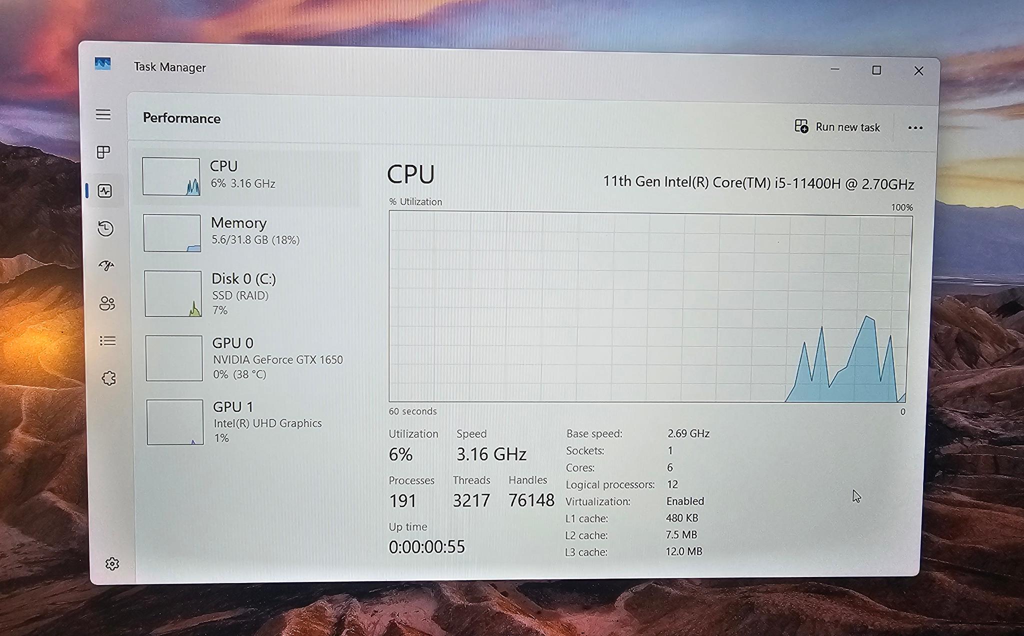 Acer Nitro 5, Core i5 11400H, GTX 1650, 32 gb ram, 1 tb SSD, 1920x1080 144 hz refresh display