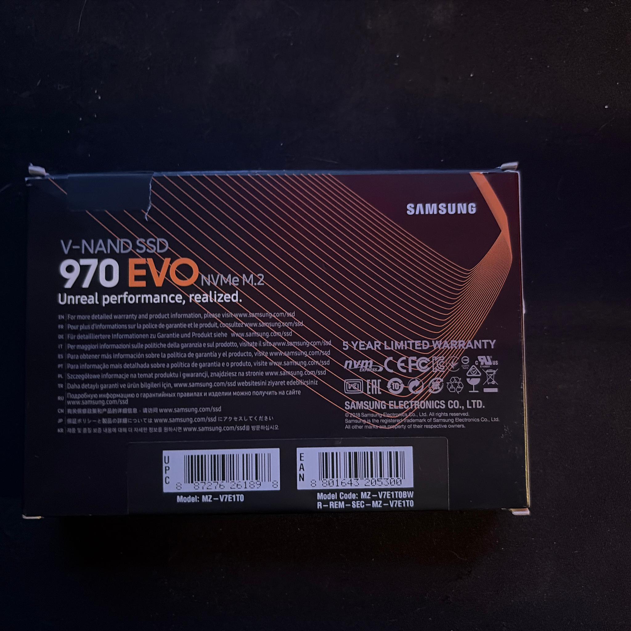 Samsung 970 Evo 1tb nvme ssd 3500 MB/s