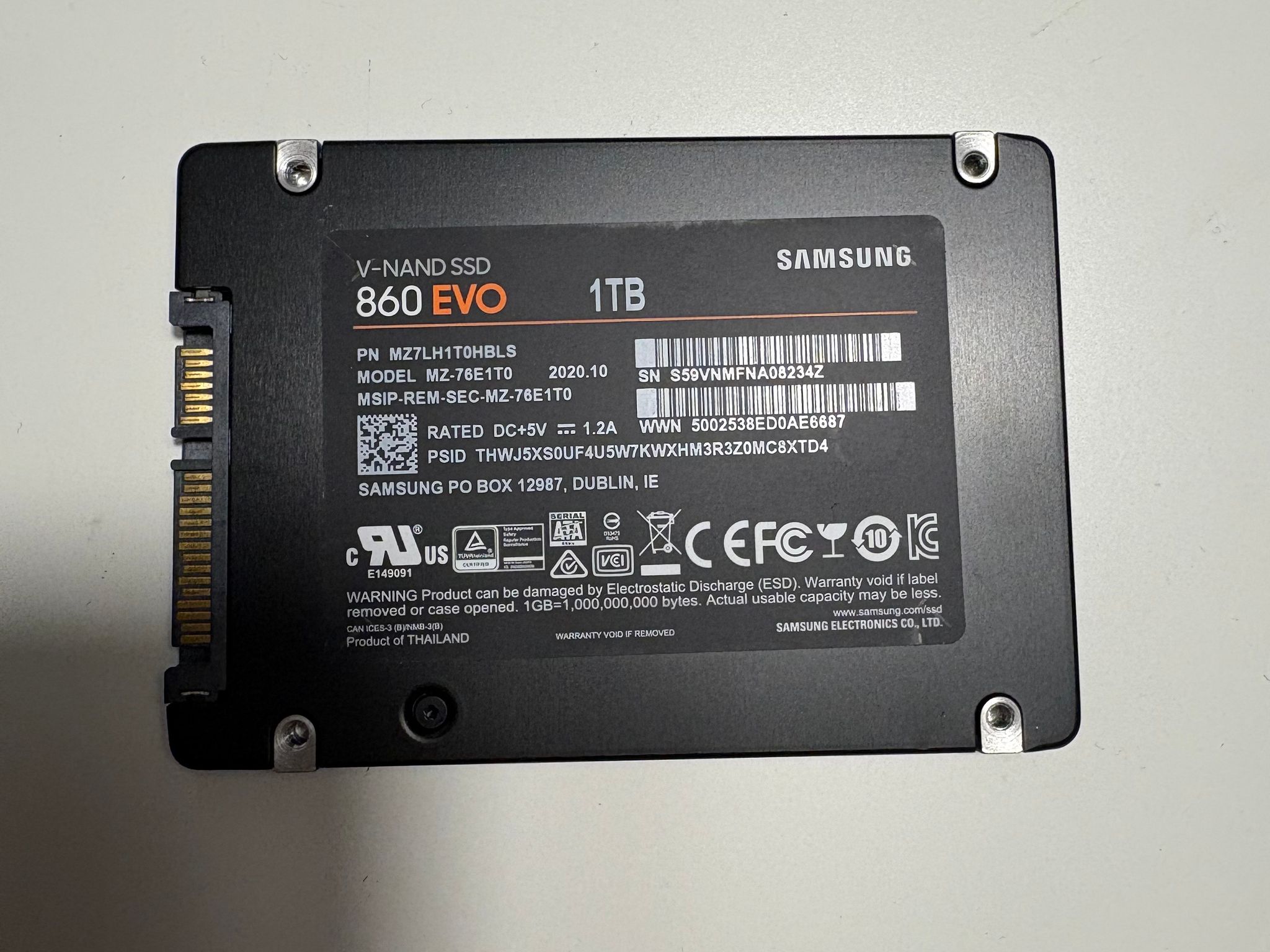 Samsung 860 EVO 1TB SATA SSD