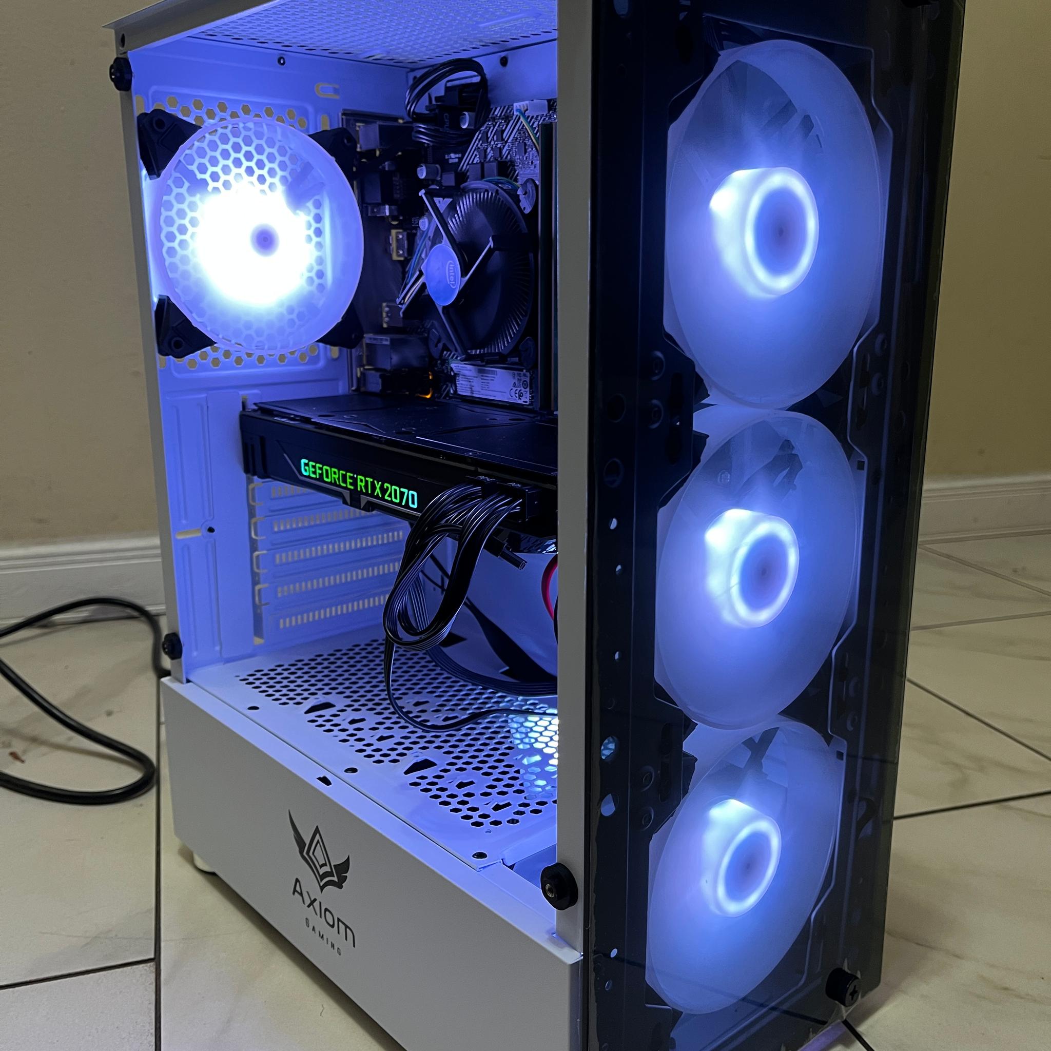 🔥RTX 2070, Intel i5-10400, 12GB RAM, 870 GB Storage, High FPS RGB Gaming PC w/ Remote & Wi-Fi & BT