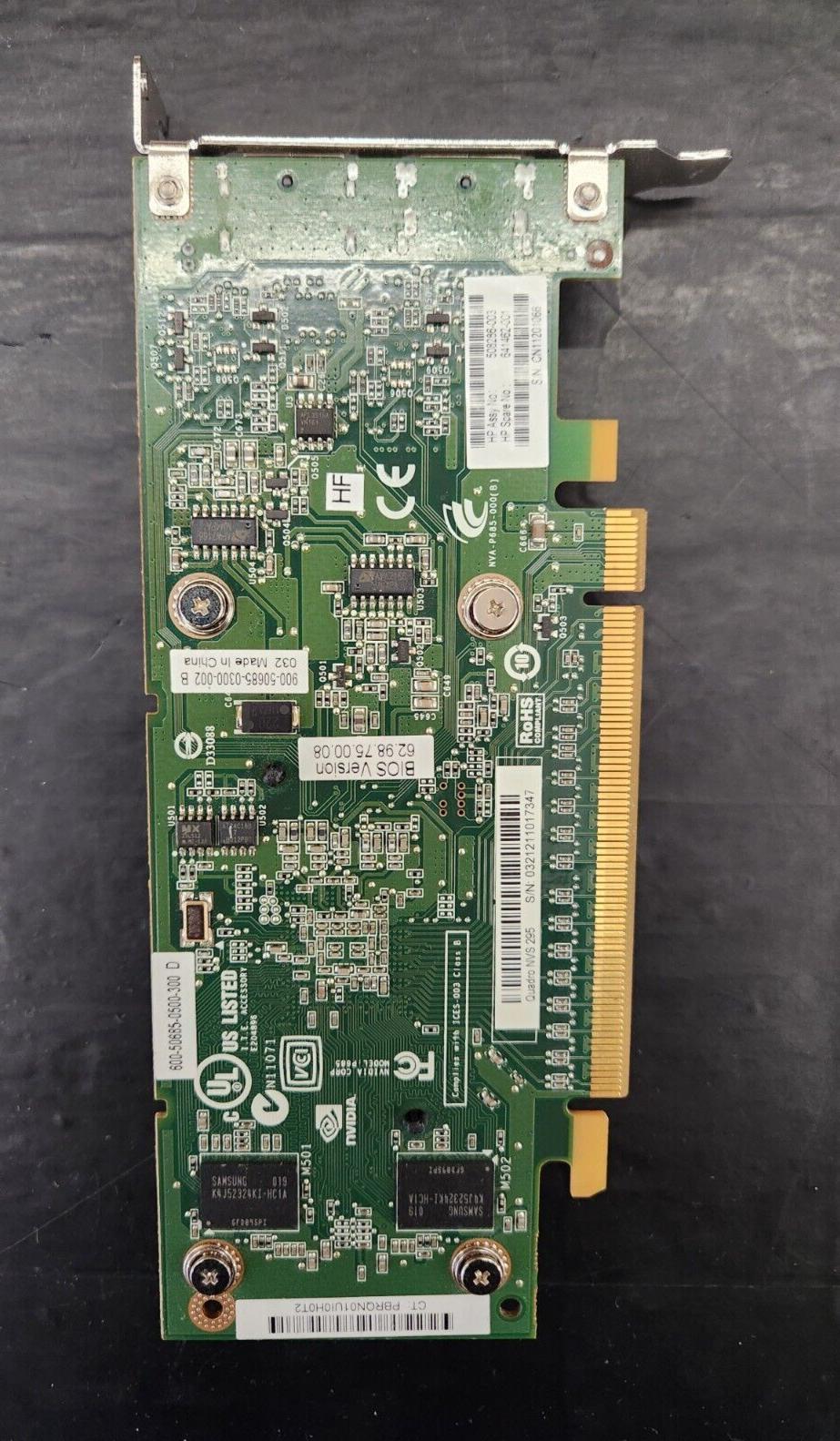 Quadro NVS 295 256MB PCI-E X16 Low Profile Video Graphics Card - DisplayPort