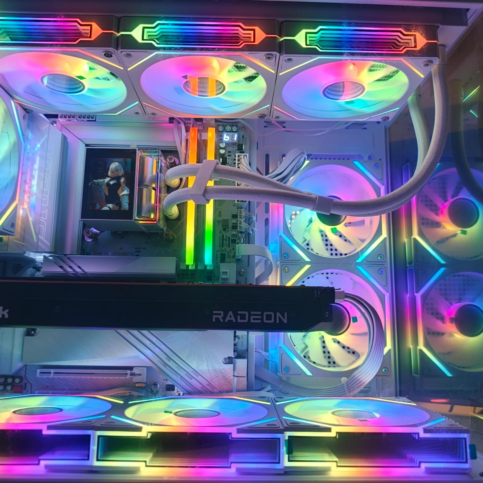 4k Gaming/Productivity Gaming PC! 7900XTX/9070XT, Intel 265K,10X Infinity Mirror Fans+Screen!