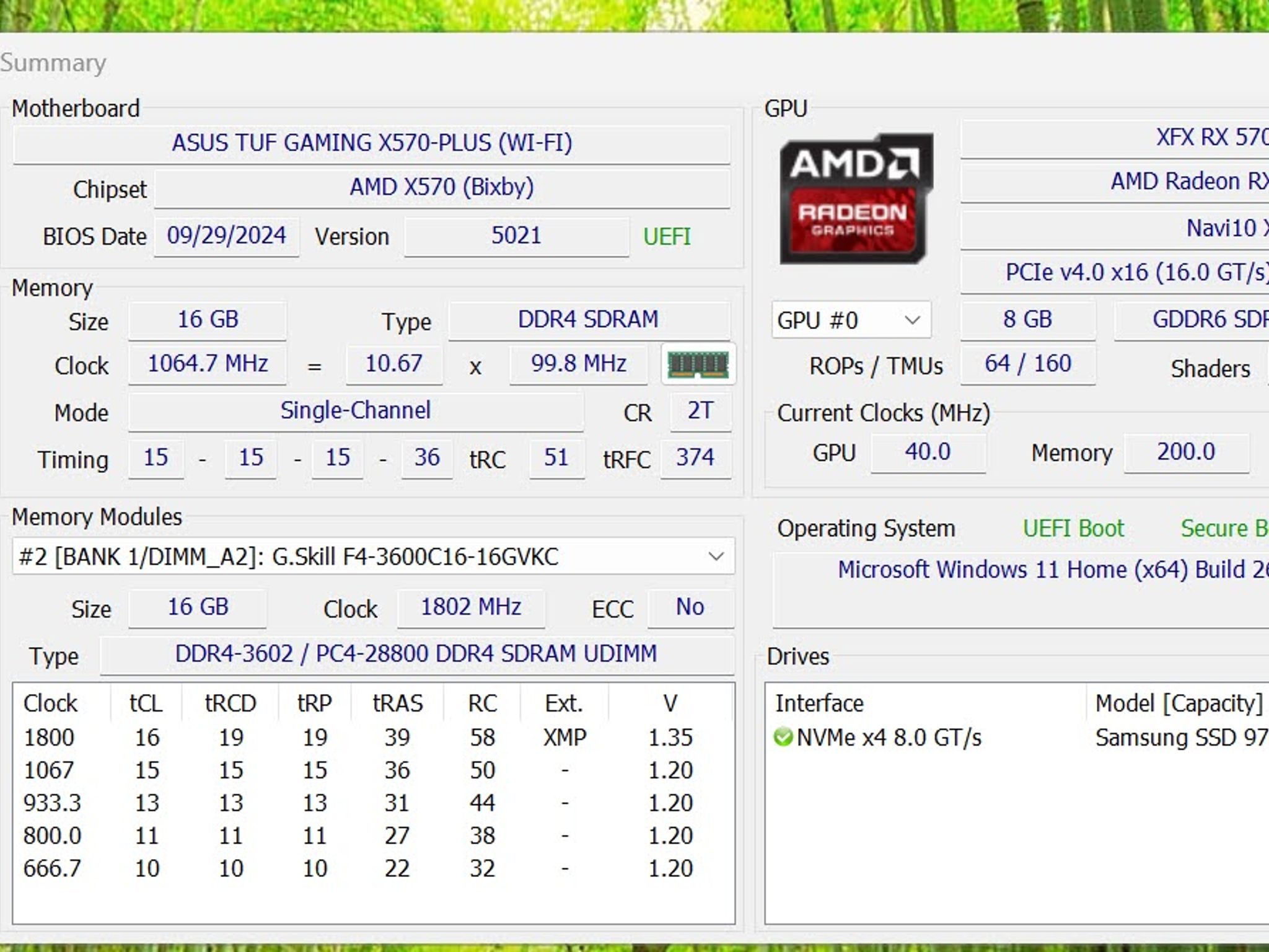 Ryzen 3700X 16GB DDR4 Radeon XFX RX 5700 XT