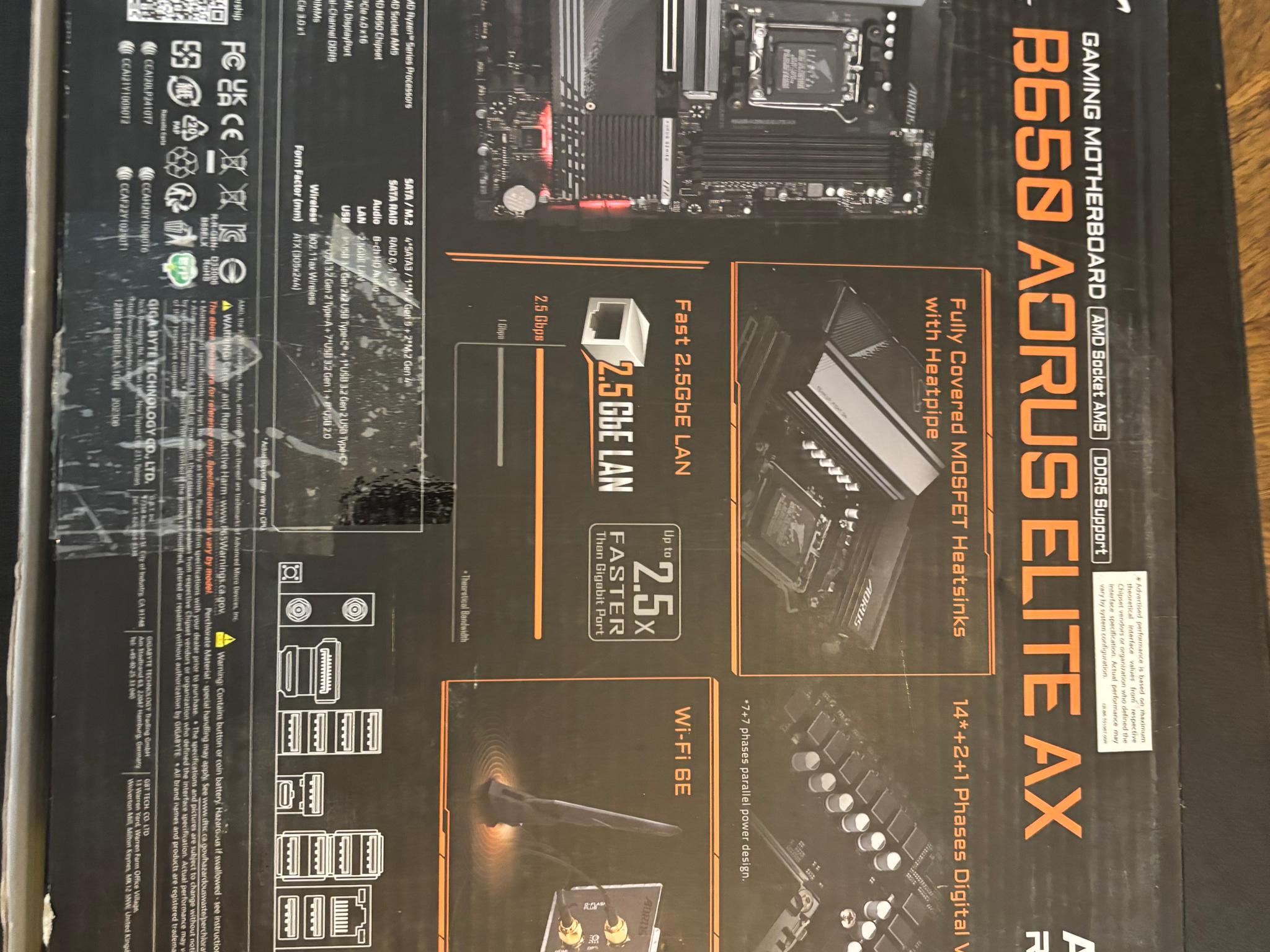 GIGABYTE B650 AORUS ELITE AX AM5 DDR5 ATX Gaming Motherboard Wi-Fi 6E HDMI