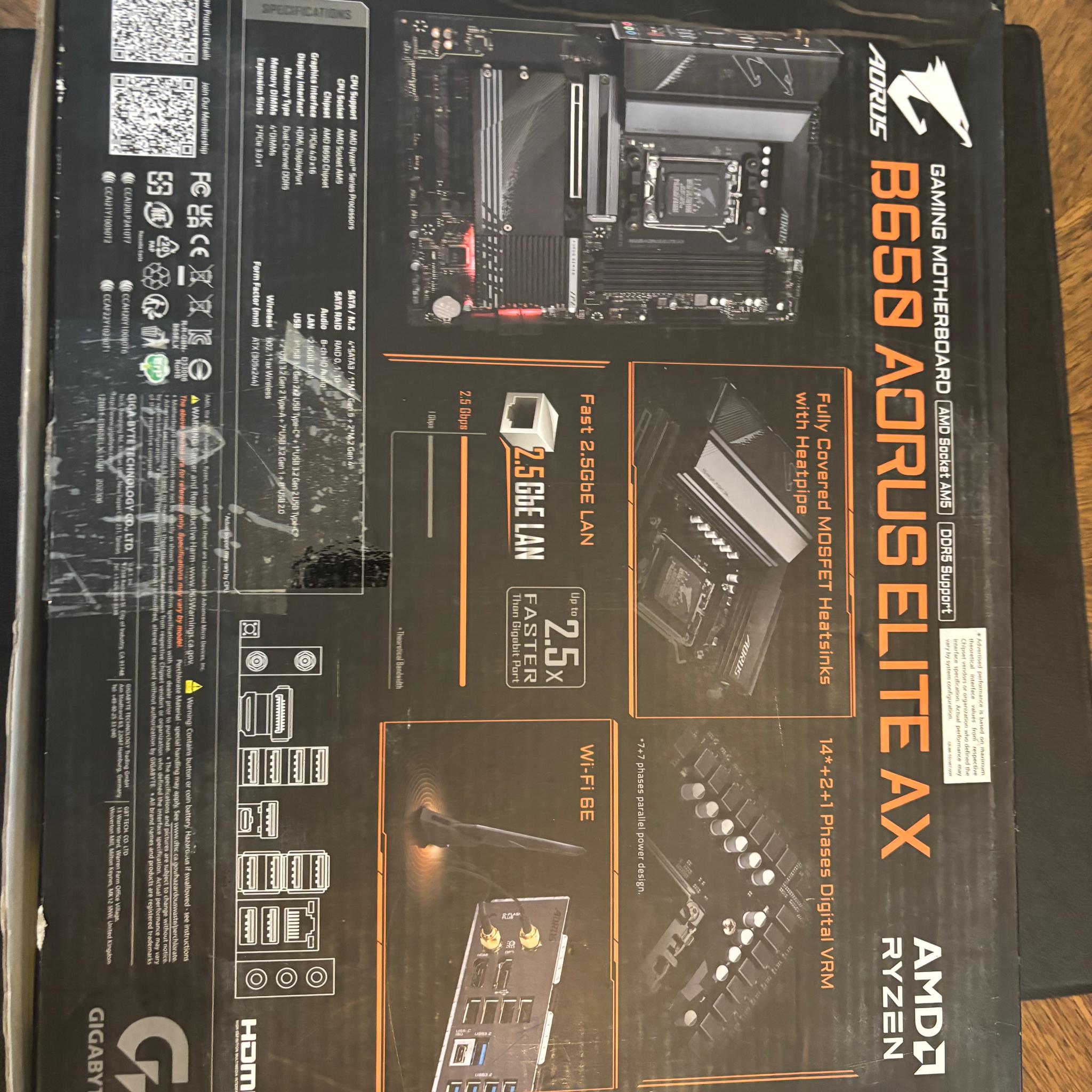 GIGABYTE B650 AORUS ELITE AX AM5 DDR5 ATX Gaming Motherboard Wi-Fi 6E HDMI