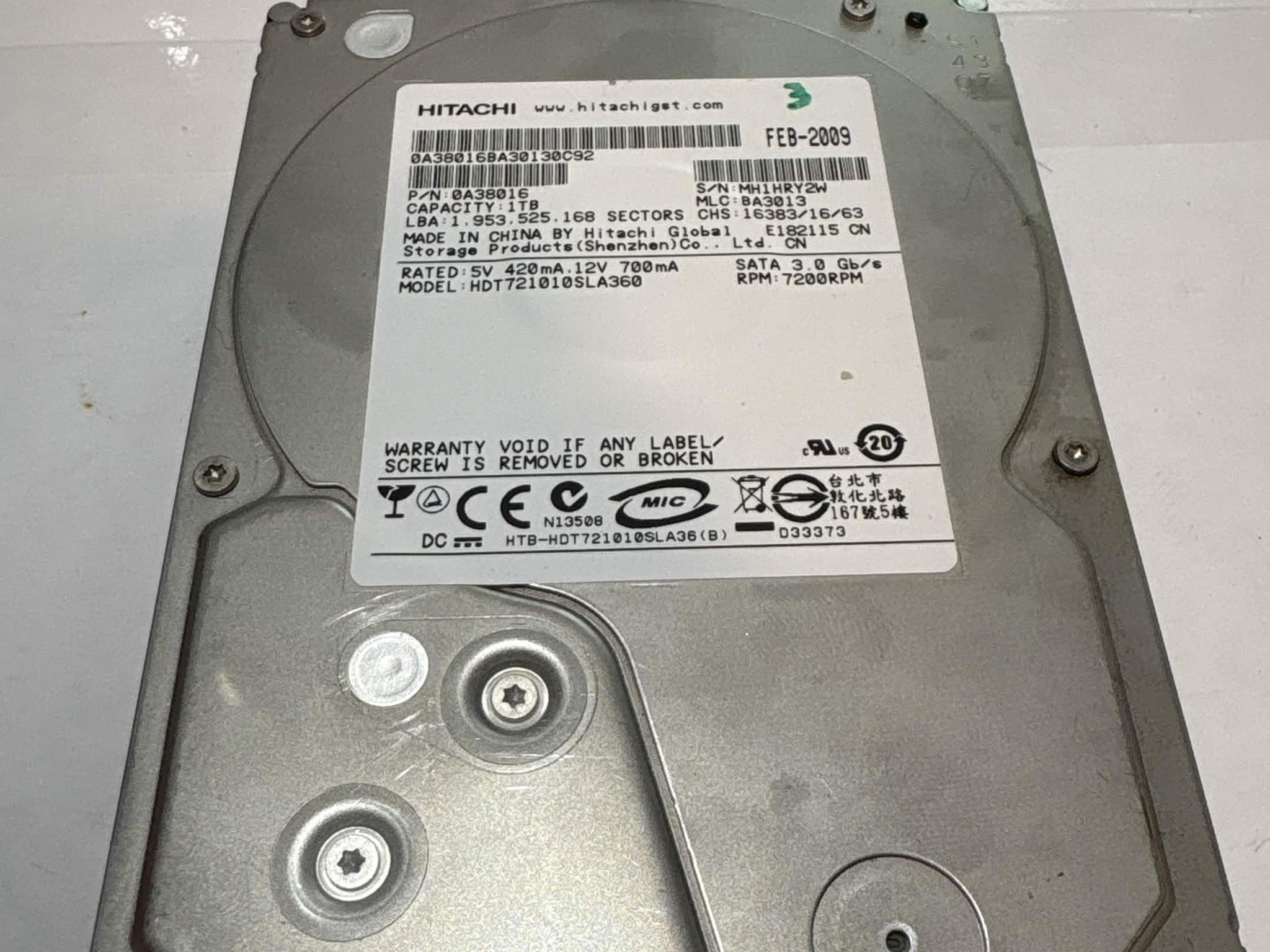 Hitachi HDT721010SLA360 1TB 7200RPM SATA Hard Drive (Caution SMART) (NM)